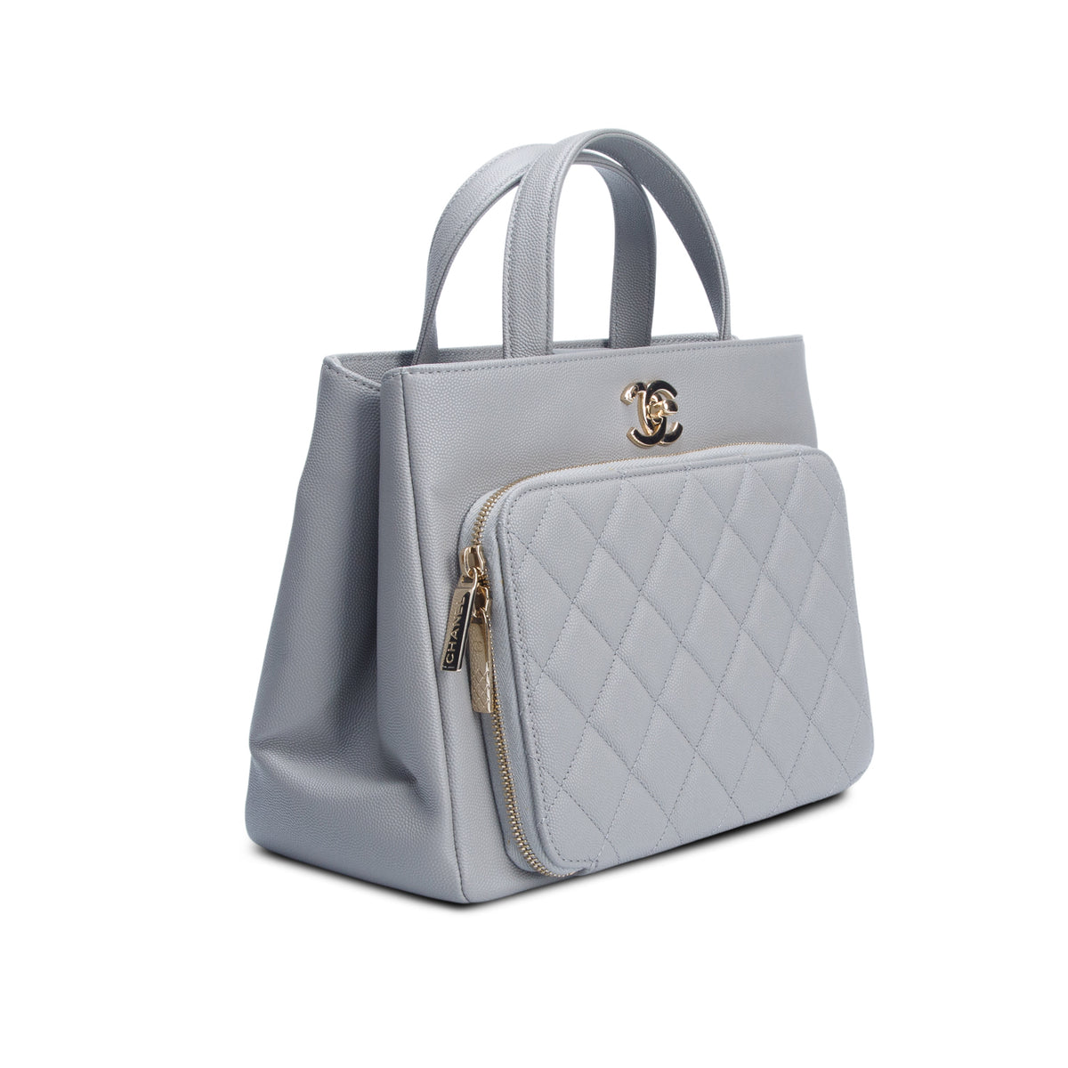 Chanel Grey Caviar Leather Small Business Affinity Tote w/ Box & Authenticity Card