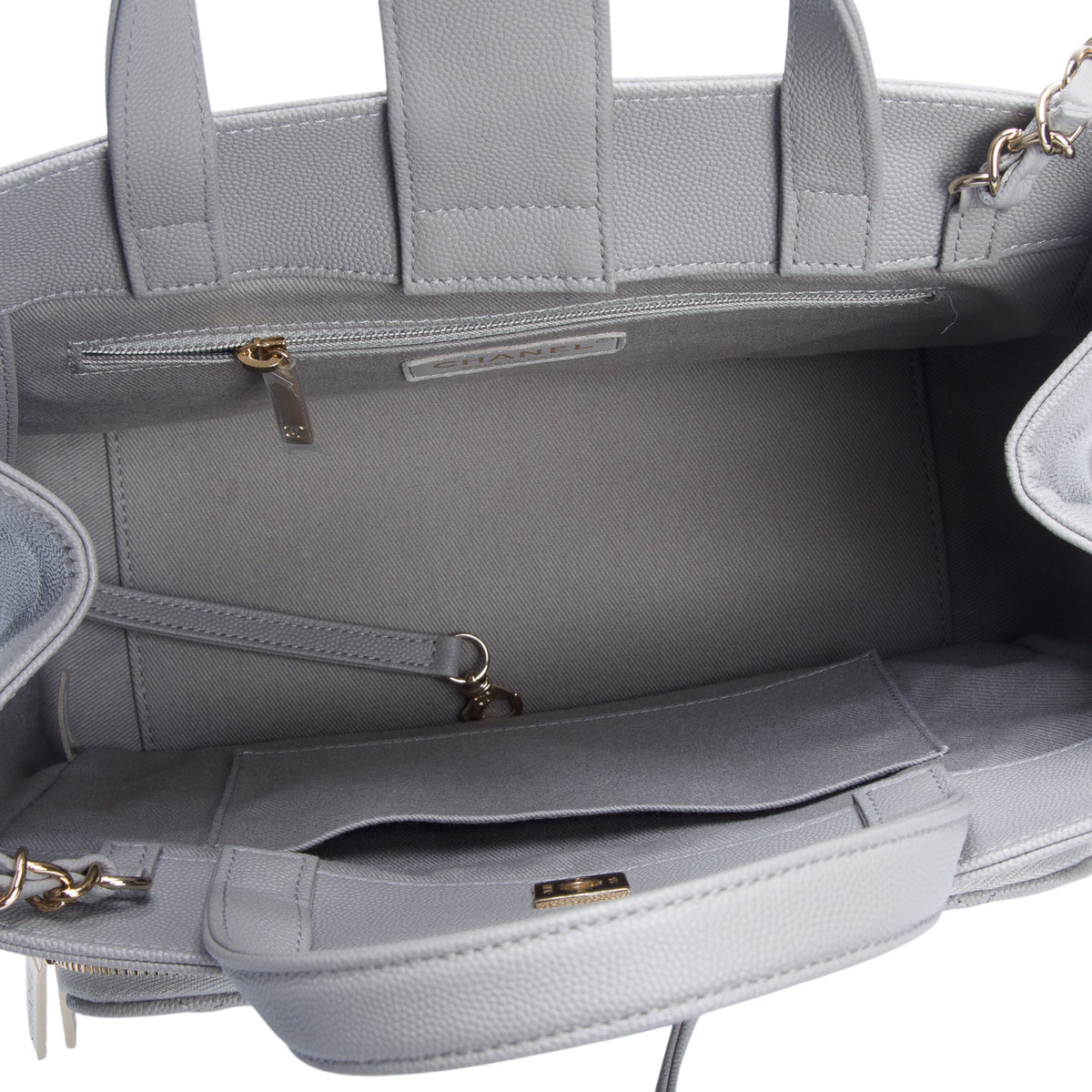 Chanel Grey Caviar Leather Small Business Affinity Tote w/ Box & Authenticity Card
