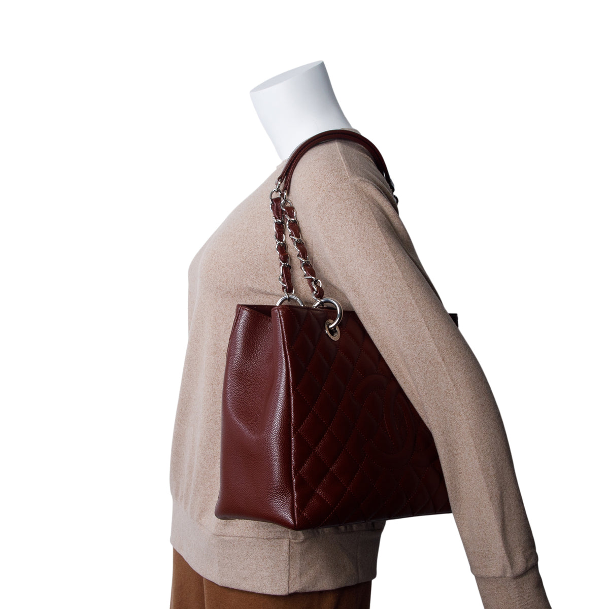 Chanel Burgundy Caviar Leather Grand Shopping Tote (GST)
