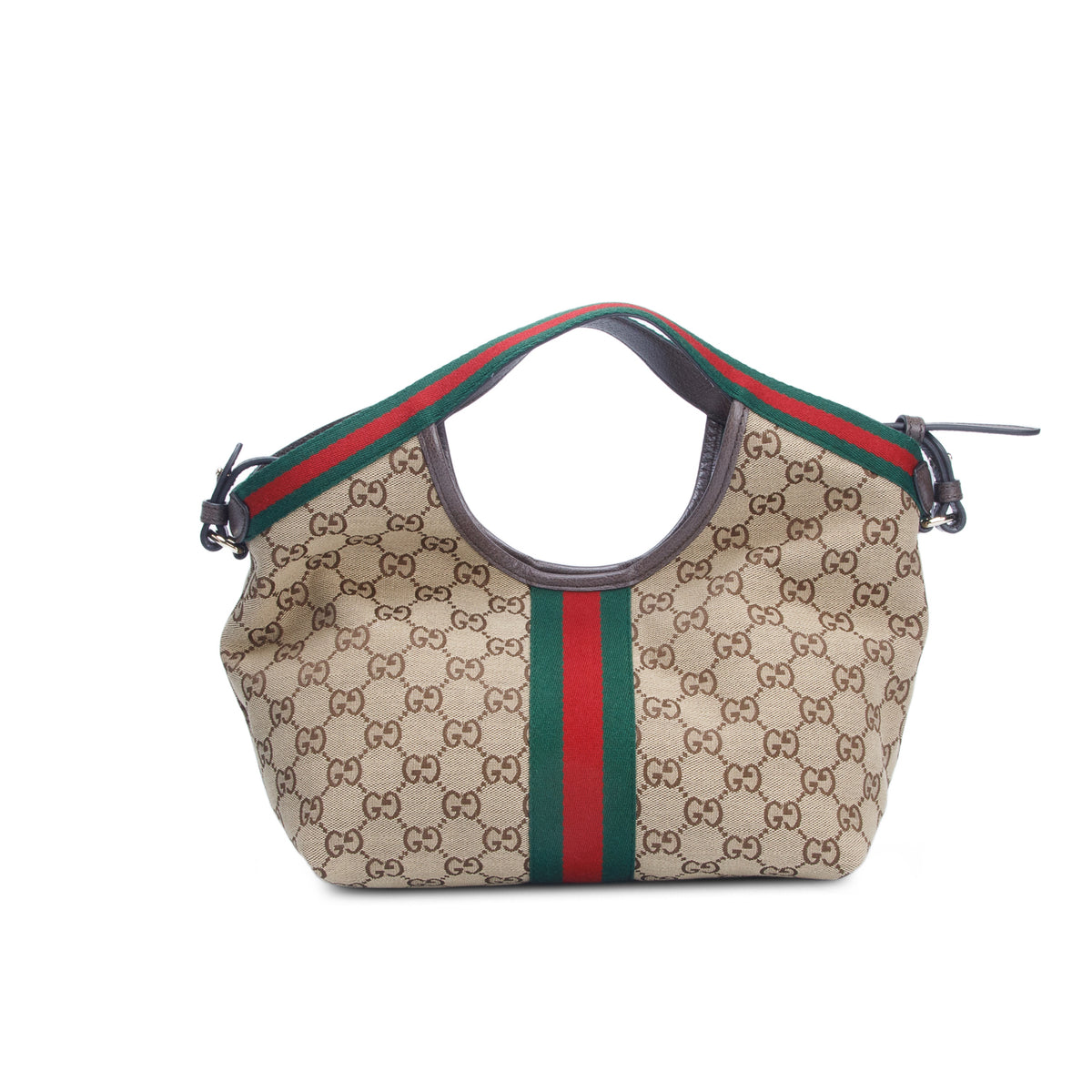 Gucci Monogram Web Small Giglio Tote Beige w/ Box, Pouch & Strap