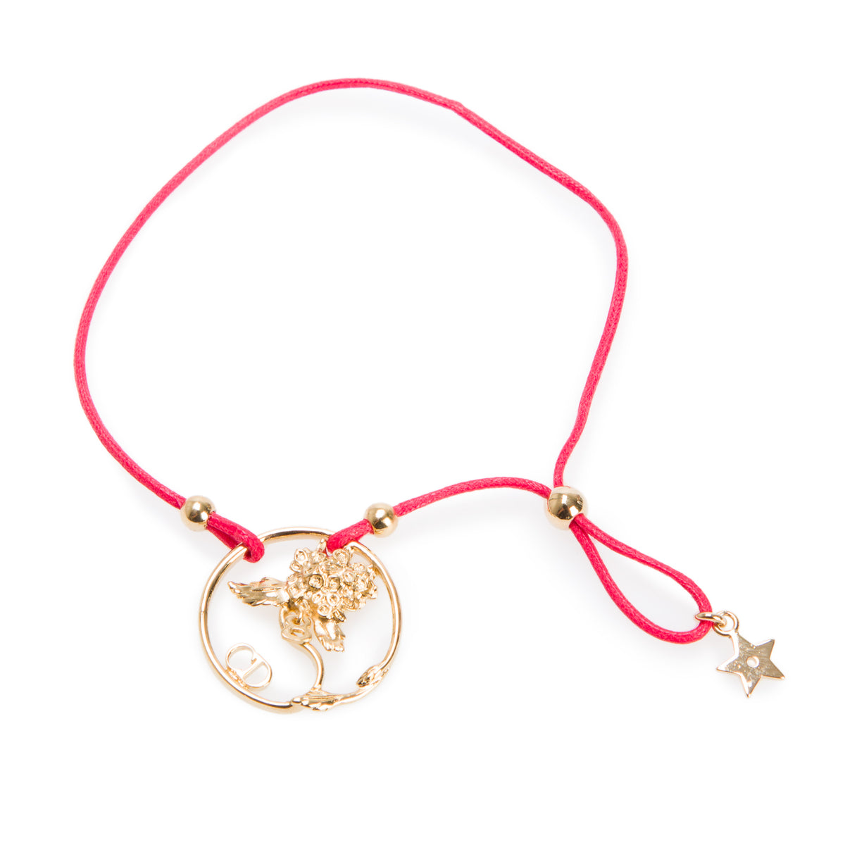 Christian Dior Gold-Tone Metal Charm Cord Bracelet