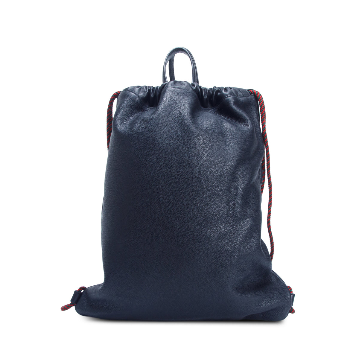 Gucci Black Logo Print Web Calfskin Leather Medium Drawstring Backpack w/ Box & Pouch