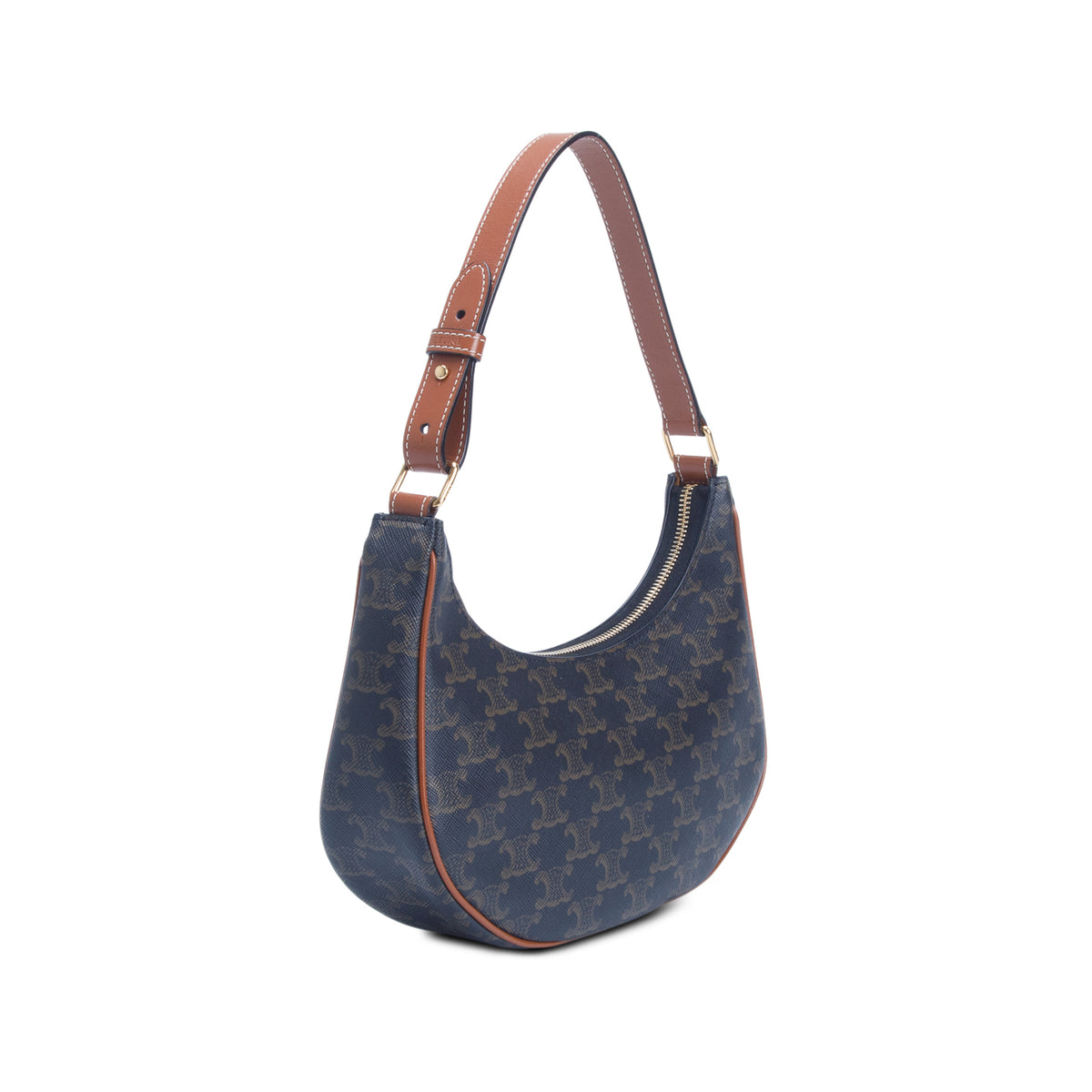 Celine 2021 Brown Triomphe Canvas and Calfskin Ava Shoulder Bag