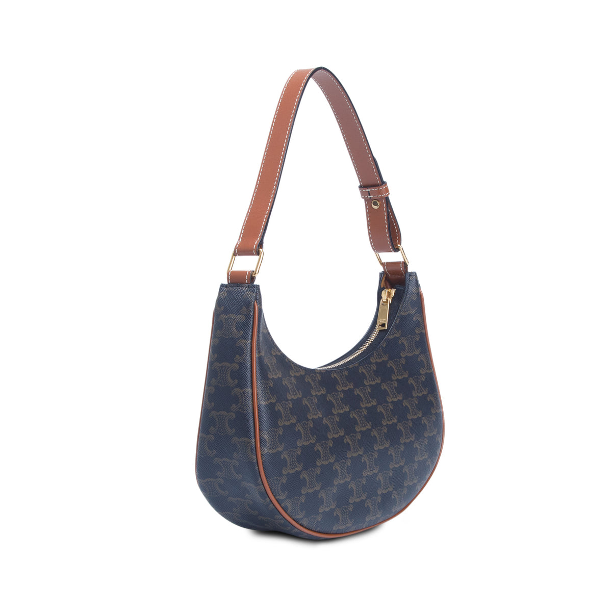 Celine 2021 Brown Triomphe Canvas and Calfskin Ava Shoulder Bag