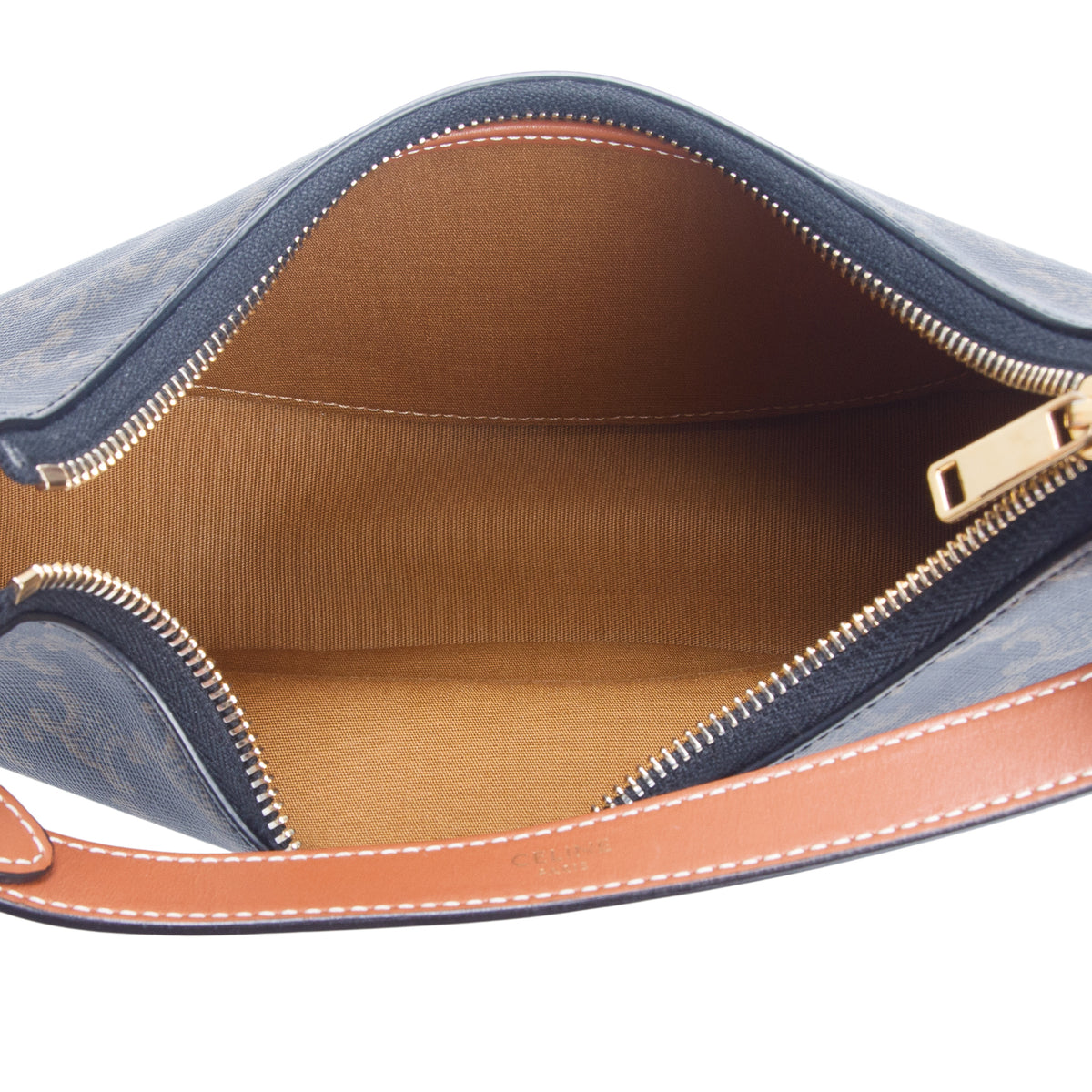 Celine 2021 Brown Triomphe Canvas and Calfskin Ava Shoulder Bag