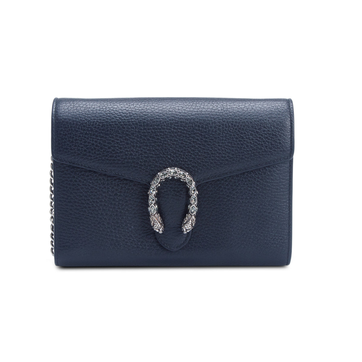 Gucci Black Calfskin Crystals Mini Dionysus Chain Wallet