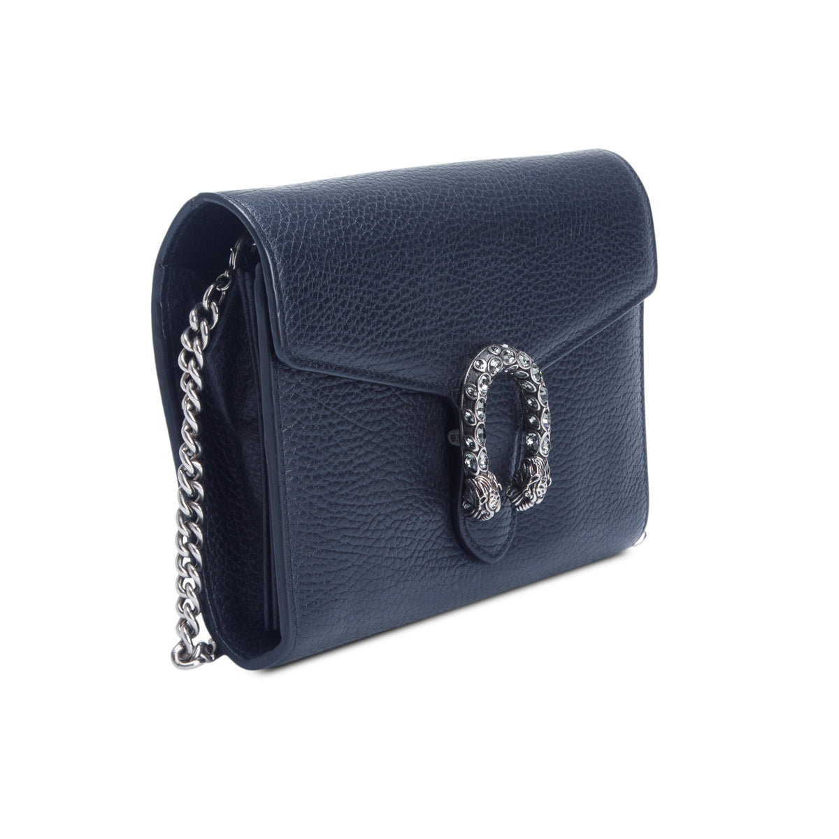 Gucci Black Calfskin Crystals Mini Dionysus Chain Wallet