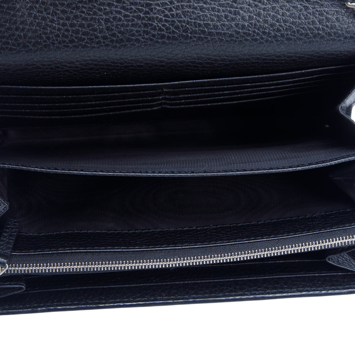 Gucci Black Calfskin Crystals Mini Dionysus Chain Wallet