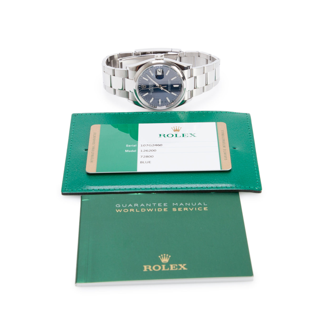 Rolex Stainless Steel Datejust 36 MM Silver Dial Automatic Watch Blue Dial 126200 w/ Papers