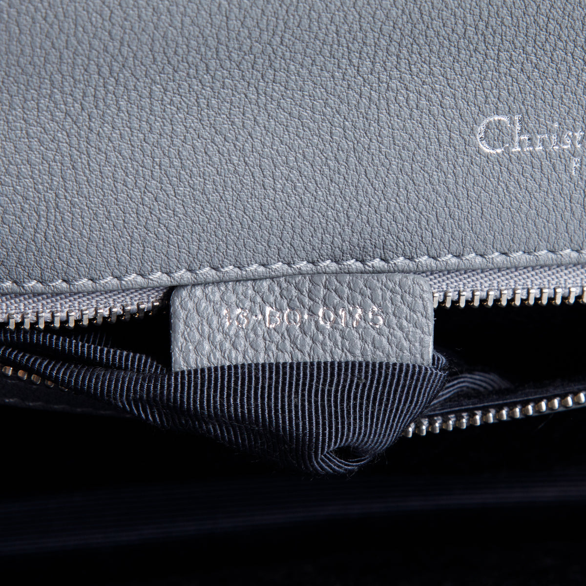 Christian Dior Grey Grained Calfskin Leather Medium Diorama Flap Bag