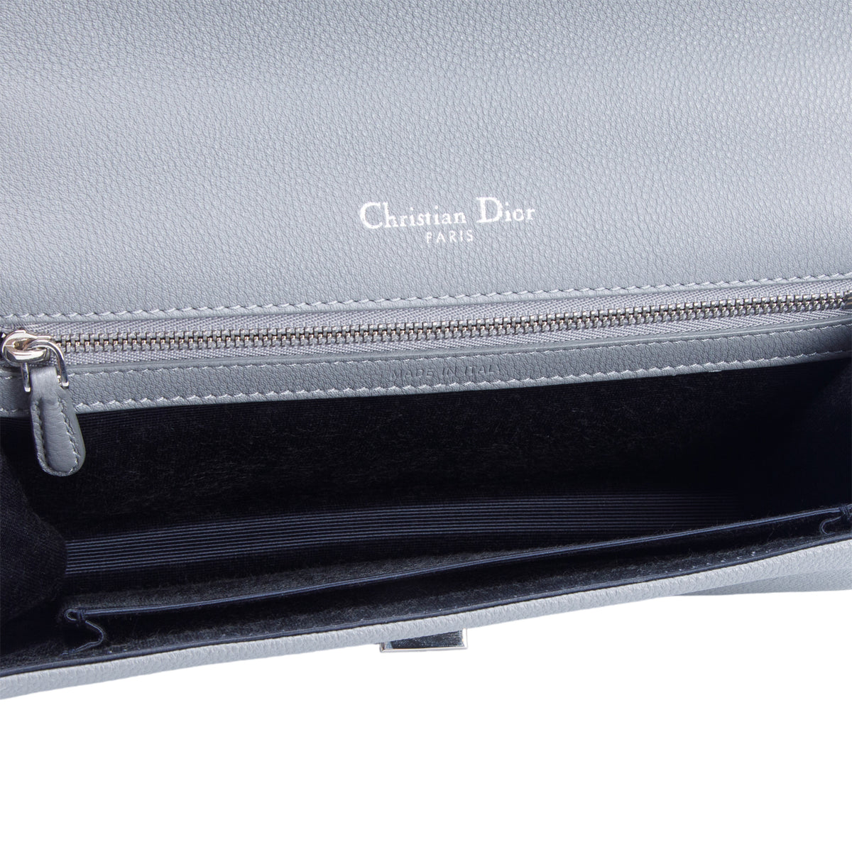 Christian Dior Grey Grained Calfskin Leather Medium Diorama Flap Bag