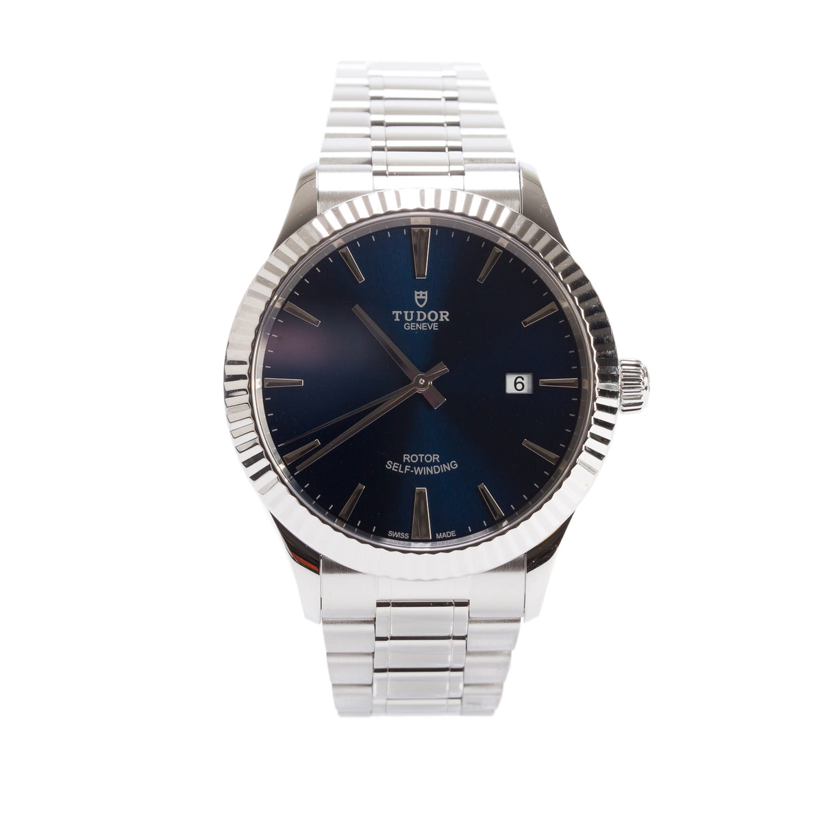 Tudor Stainless Steel Style 41 MM Automatic Watch Blue Dial 12710 w/ Box & Papers