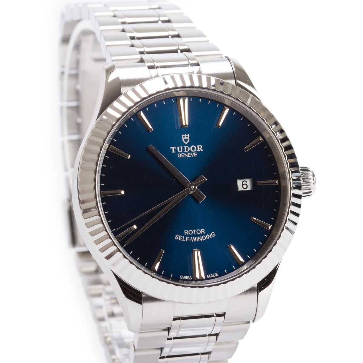 Tudor Stainless Steel Style 41 MM Automatic Watch Blue Dial 12710 w/ Box & Papers