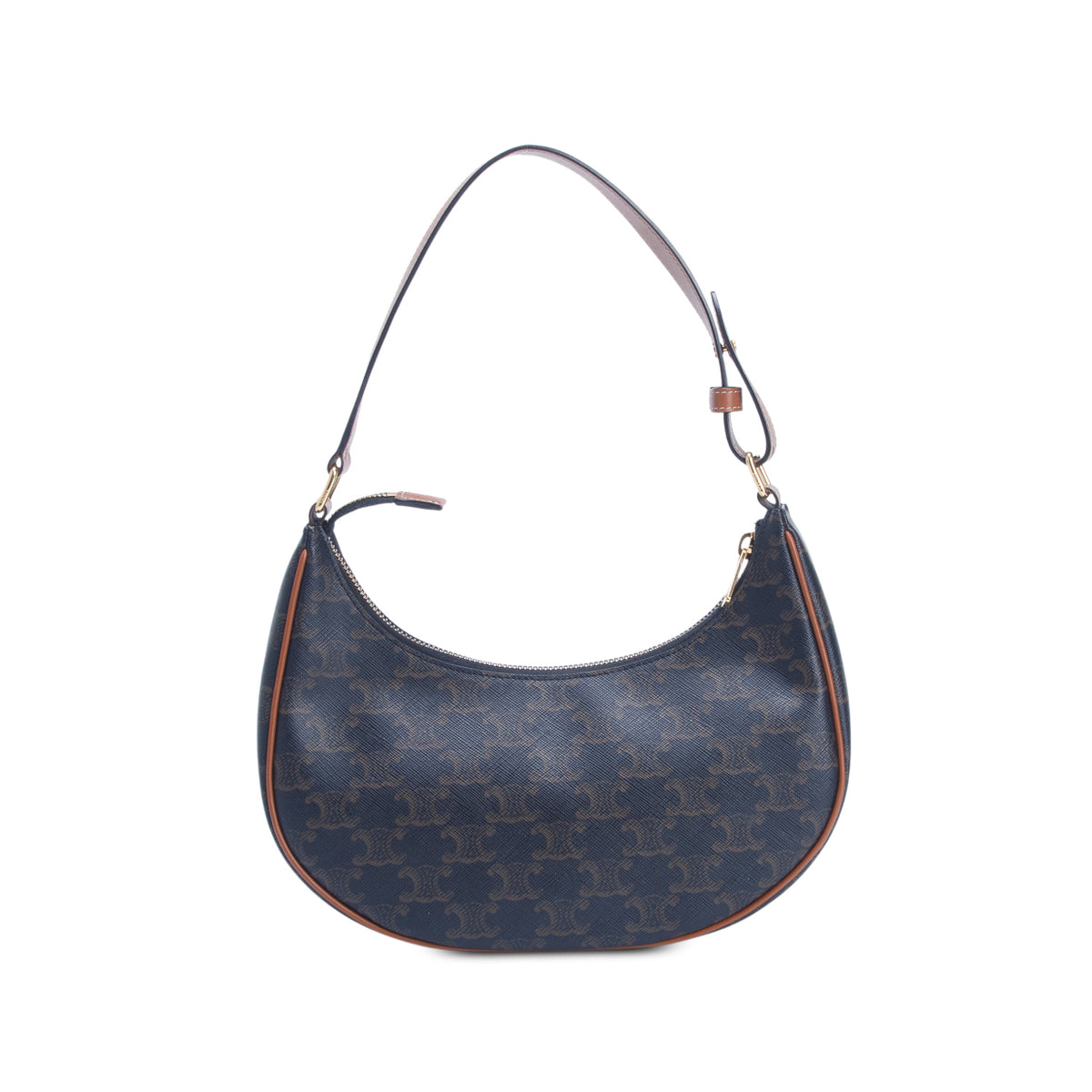 Celine 2023 Brown Triomphe Canvas and Calfskin Ava Shoulder Bag