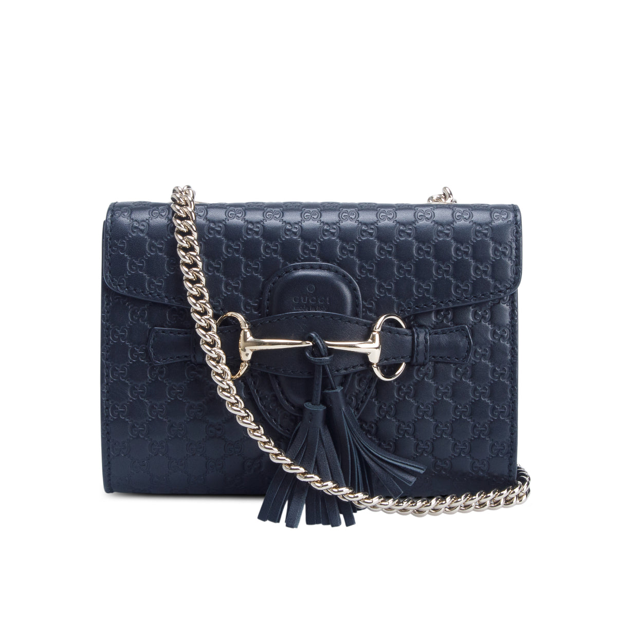 Gucci Black Leather Signature Mini Emily Horsebit Bag