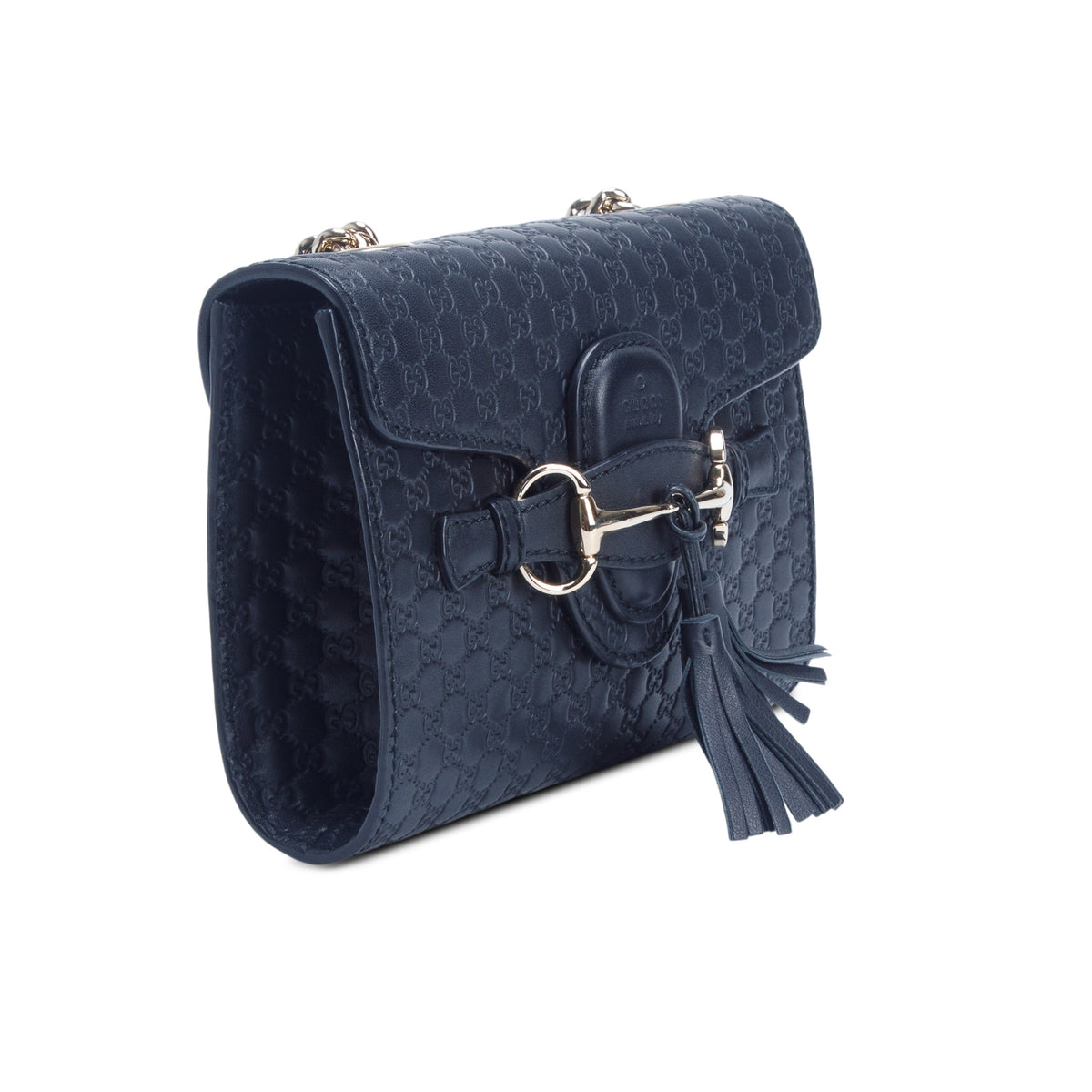 Gucci Black Leather Signature Mini Emily Horsebit Bag