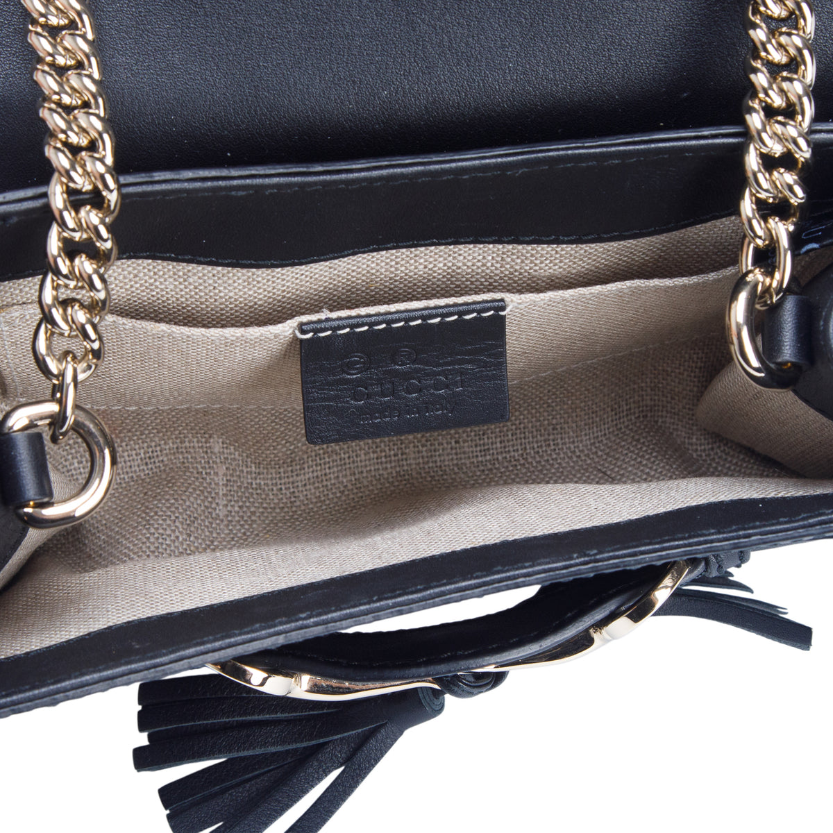 Gucci Black Leather Signature Mini Emily Horsebit Bag