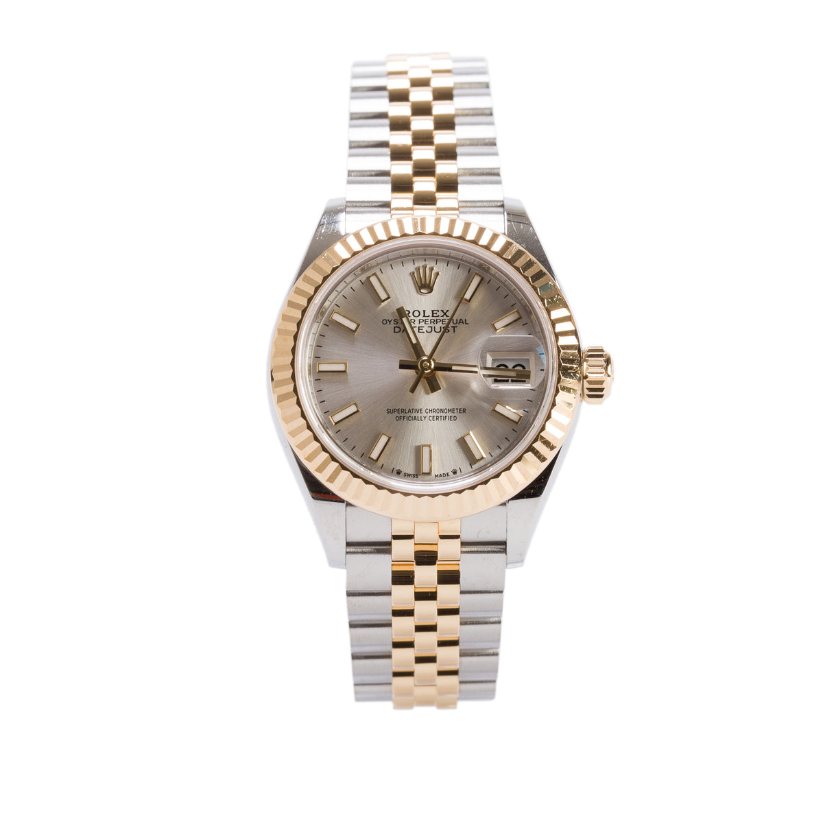 Rolex Stainless Steel & 18k Yellow Gold Lady-Datejust 28 MM Automatic Watch Silver Dial 279173 w/ Box & Papers