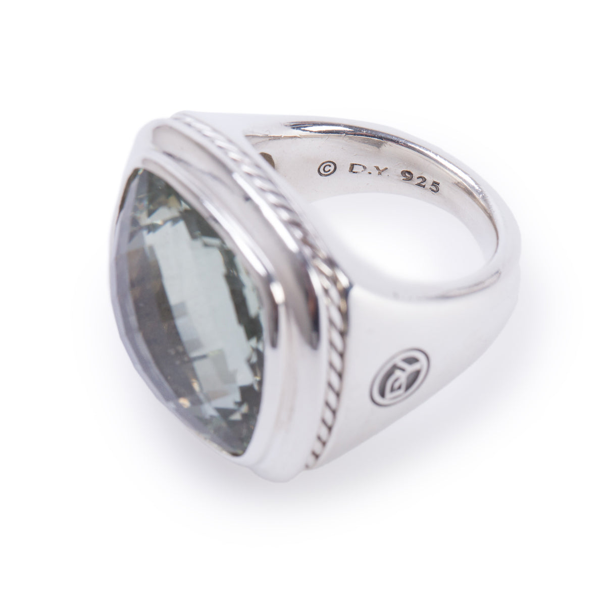 David Yurman Sterling Silver Prasiolite Albion Signet Ring, Size 7
