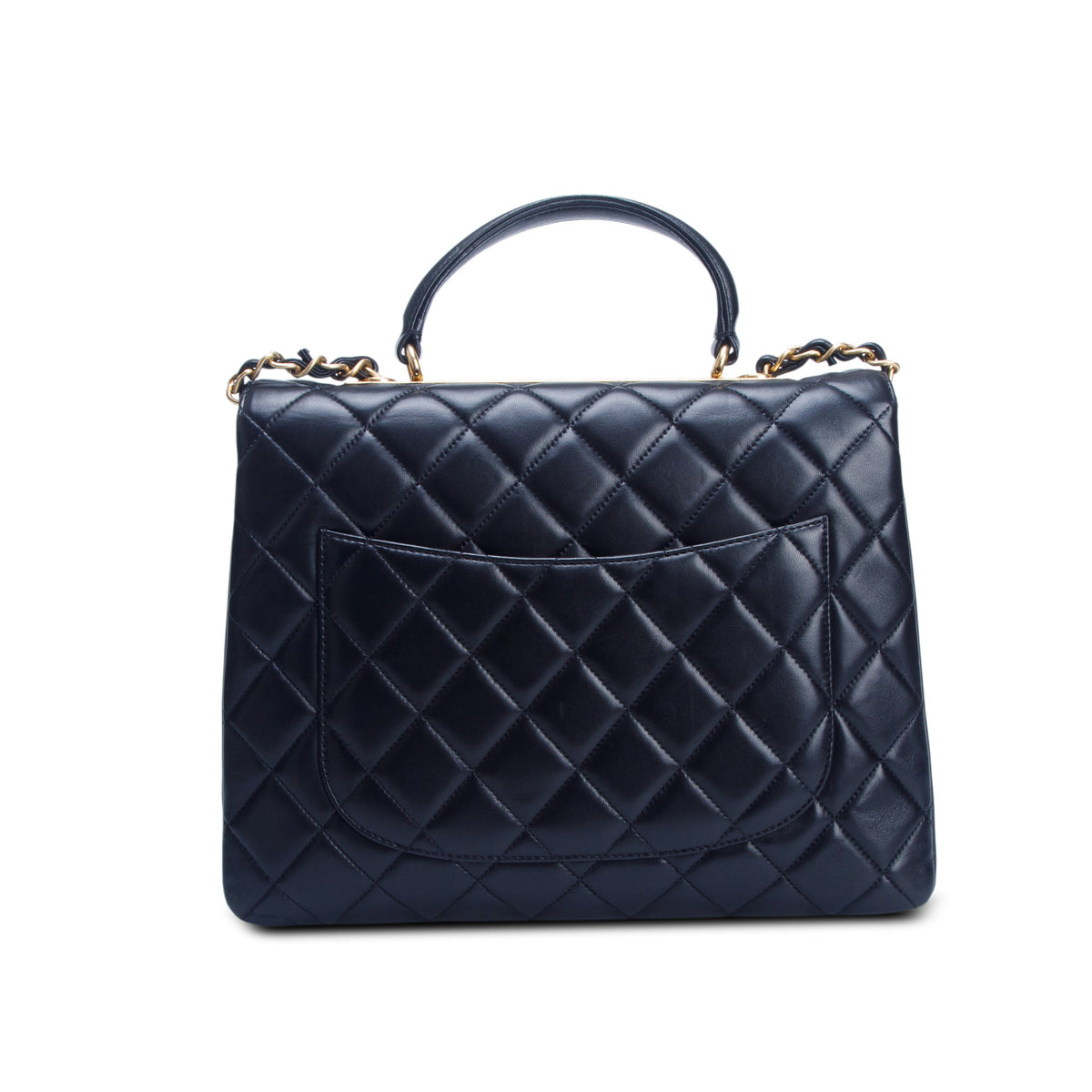 Chanel Black Lambskin Quilted Large Trendy CC Dual Handle Flap w/ Box