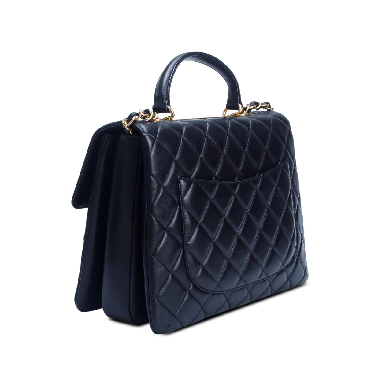 Chanel Black Lambskin Quilted Large Trendy CC Dual Handle Flap w/ Box