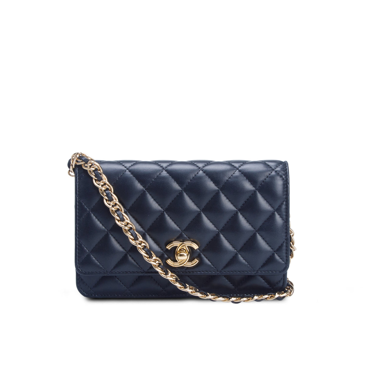 Chanel 2026 Black Quilted Lambskin Wallet On Chain w/ Box & Receipt