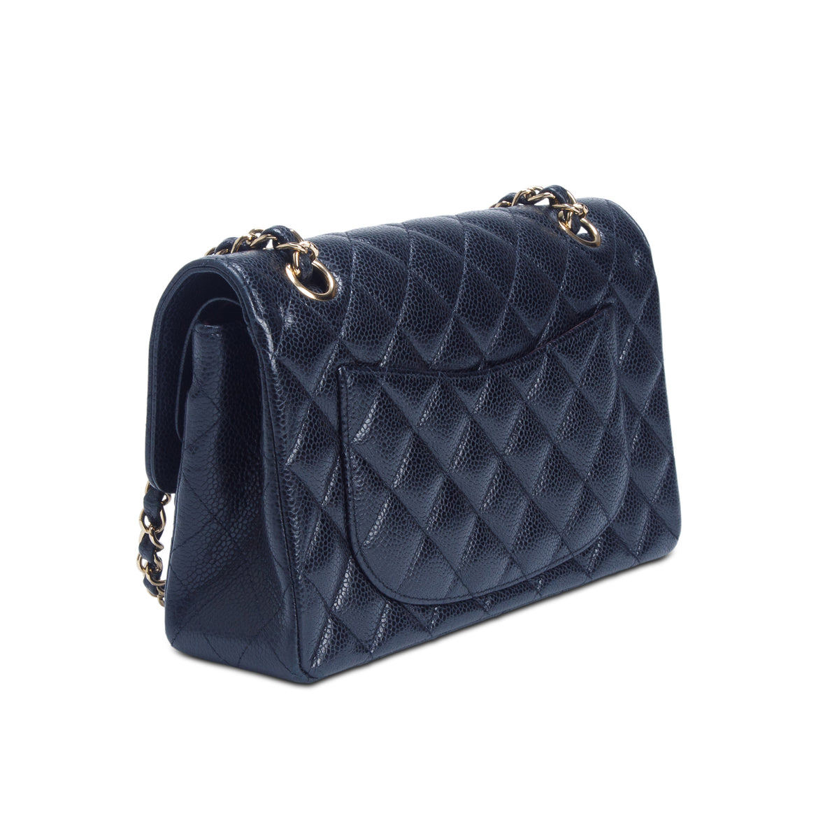 Chanel Black Quilted Caviar Leather Classic Small Double Flap Bag w/ Box & Authenticity Card