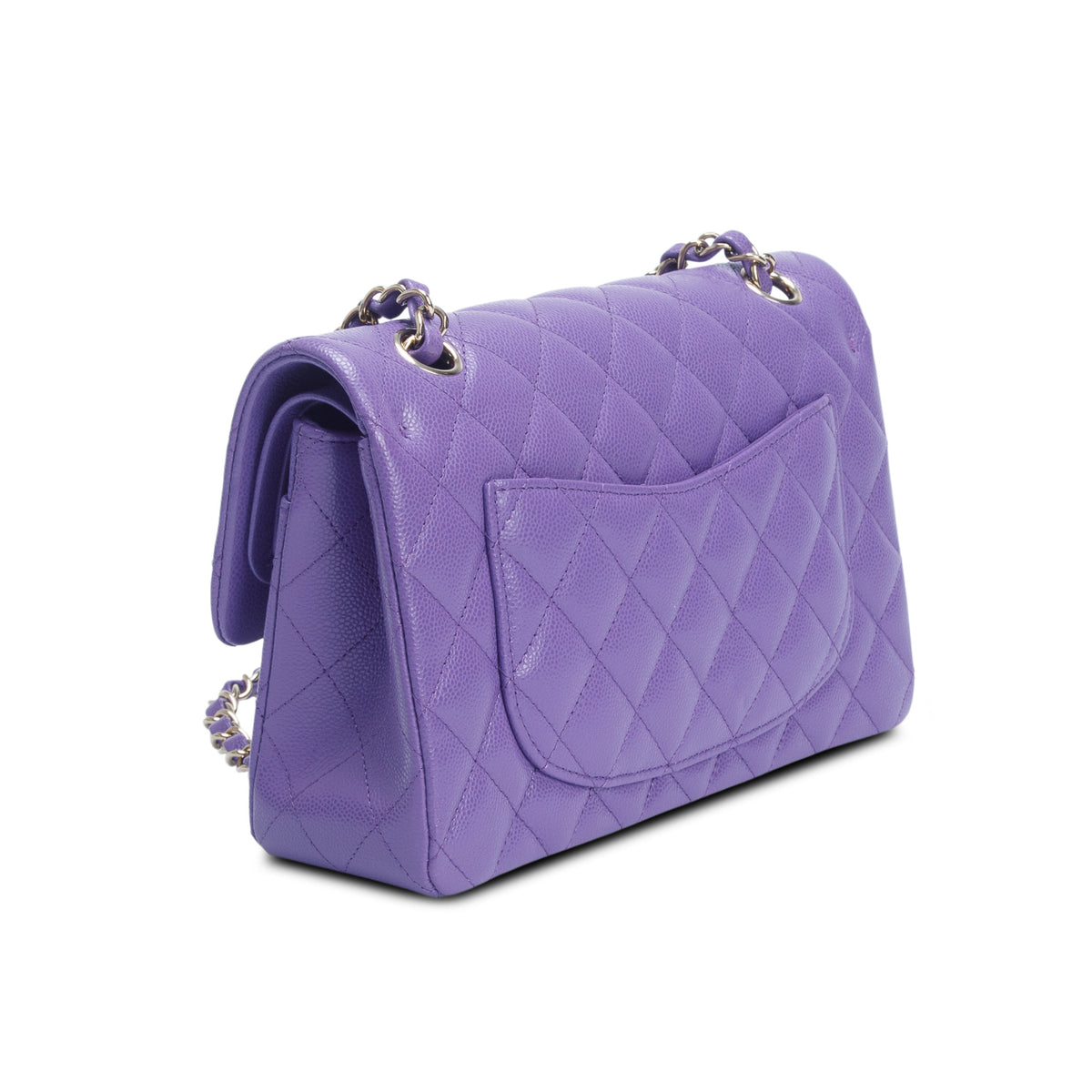 Chanel 2025 Purple Quilted Caviar Leather Classic Small Double Flap Bag w/ Box & Receipt