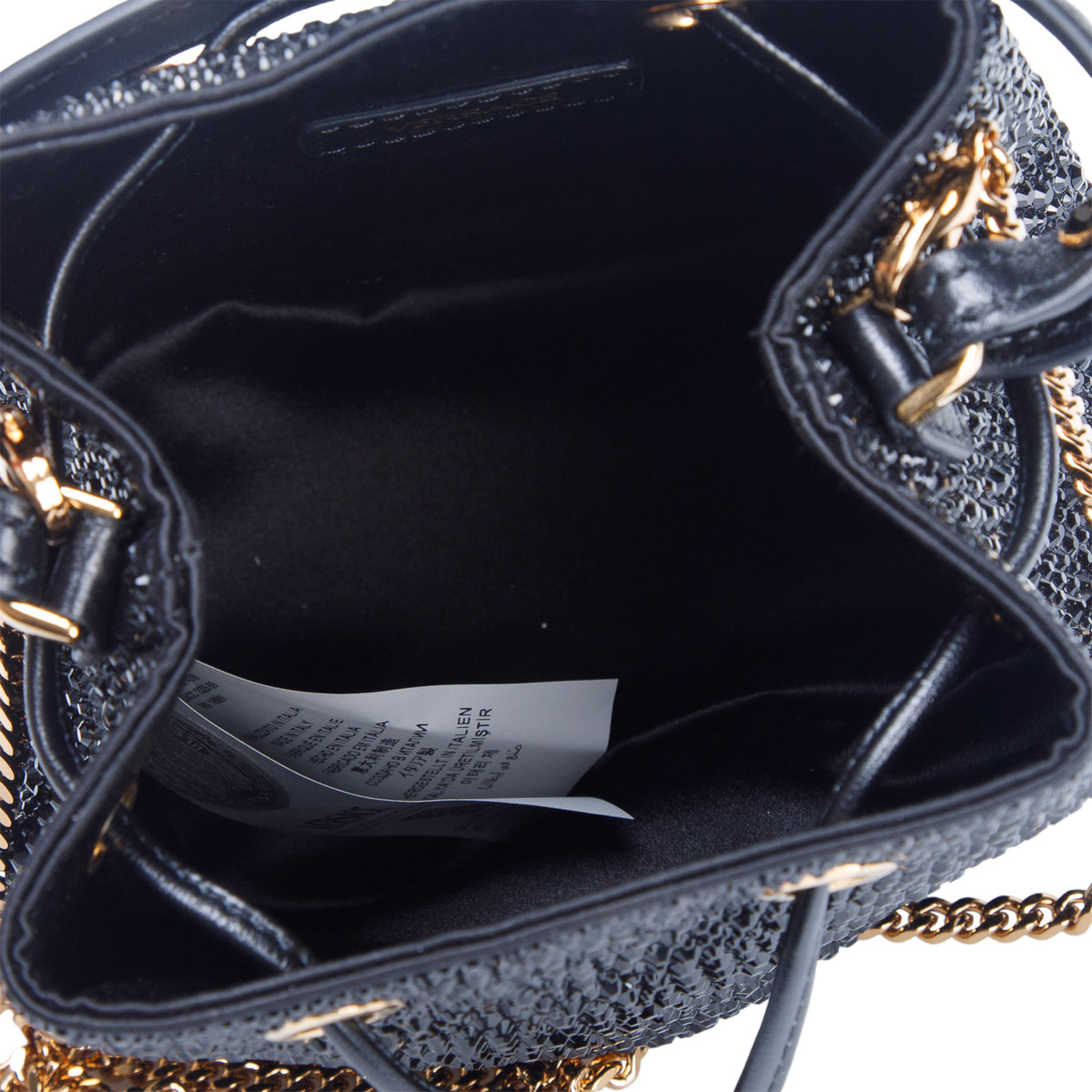 Versace Black La Medusa Embellished Satin Mini Bucket Bag w/ Box & Strap