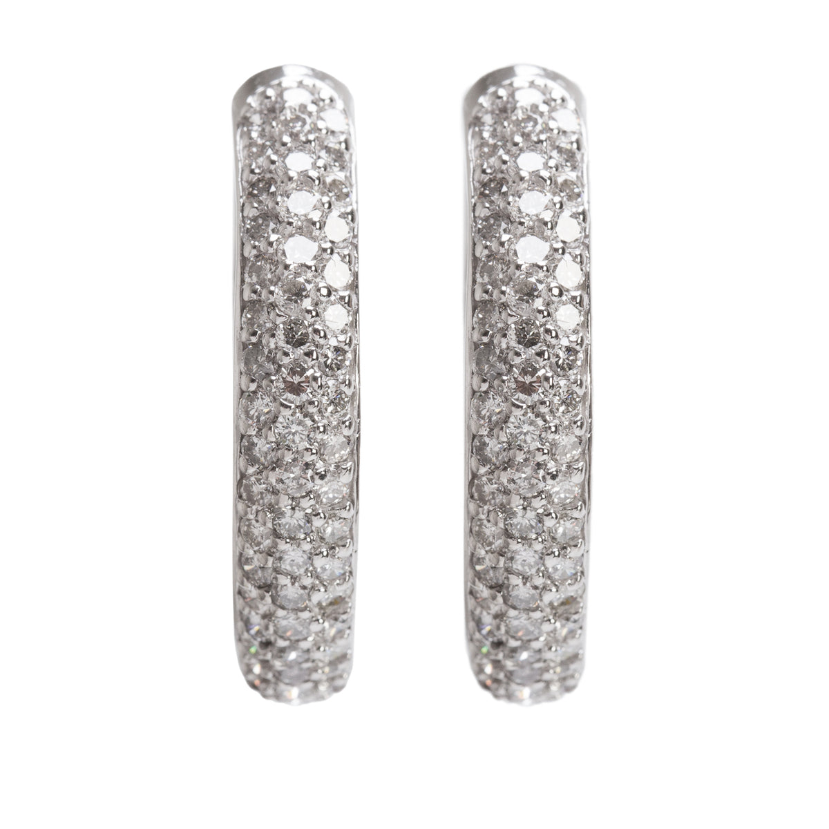 14k White Gold 3.44 tcw. Diamond Inside-Out Hoop Earrings