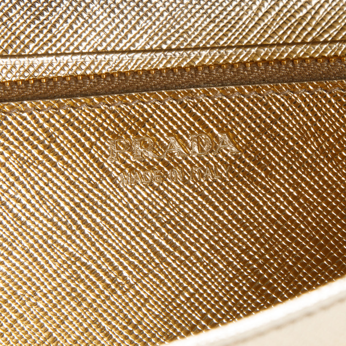 Prada Gold Saffiano Metal Continental Wallet on Chain