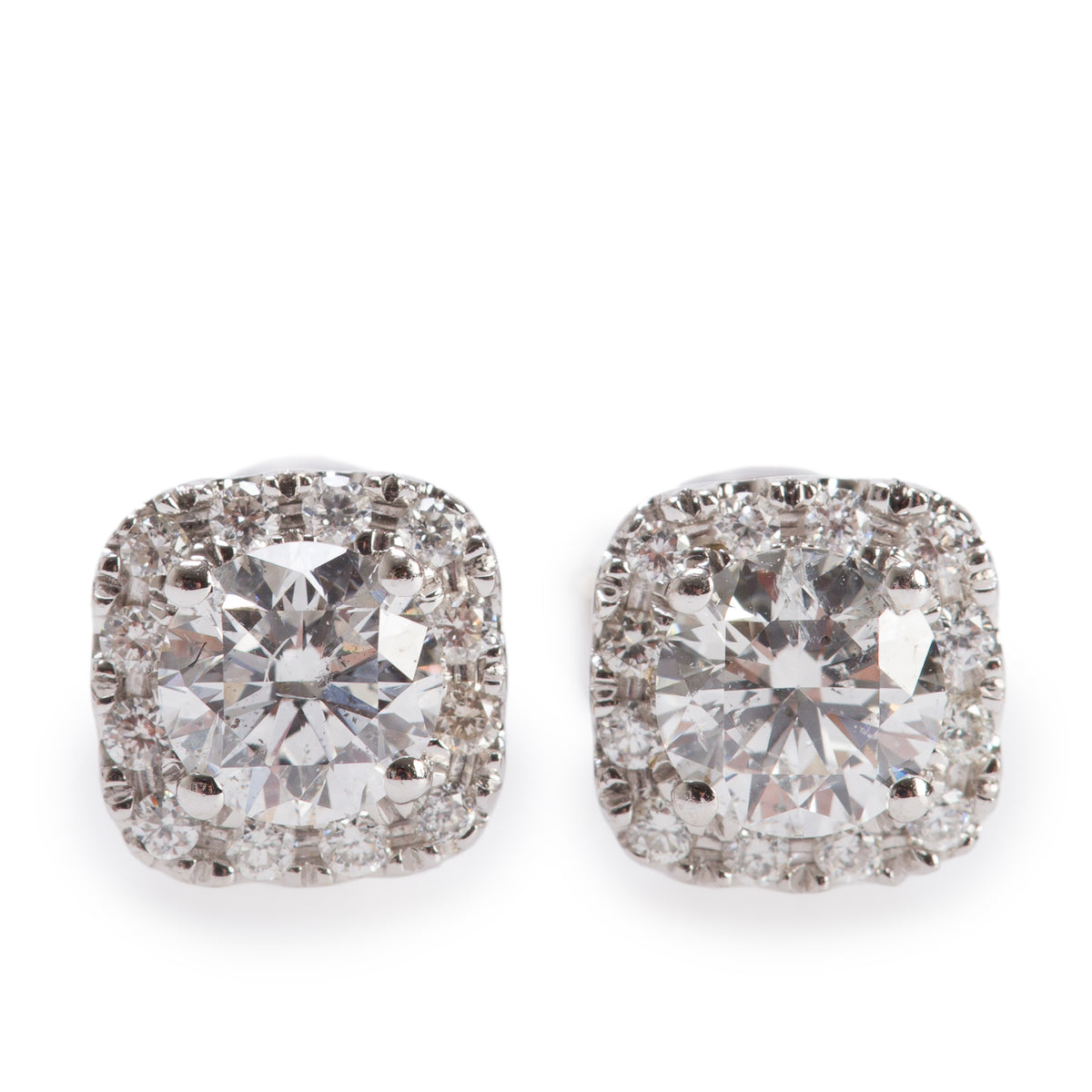 14k White Gold 0.74 tcw. Halo Design Diamond Stud Earrings