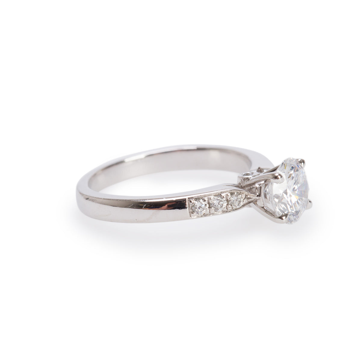 Platinum 1.07 ct. Round Cut Diamond Engagement Ring, Size 6