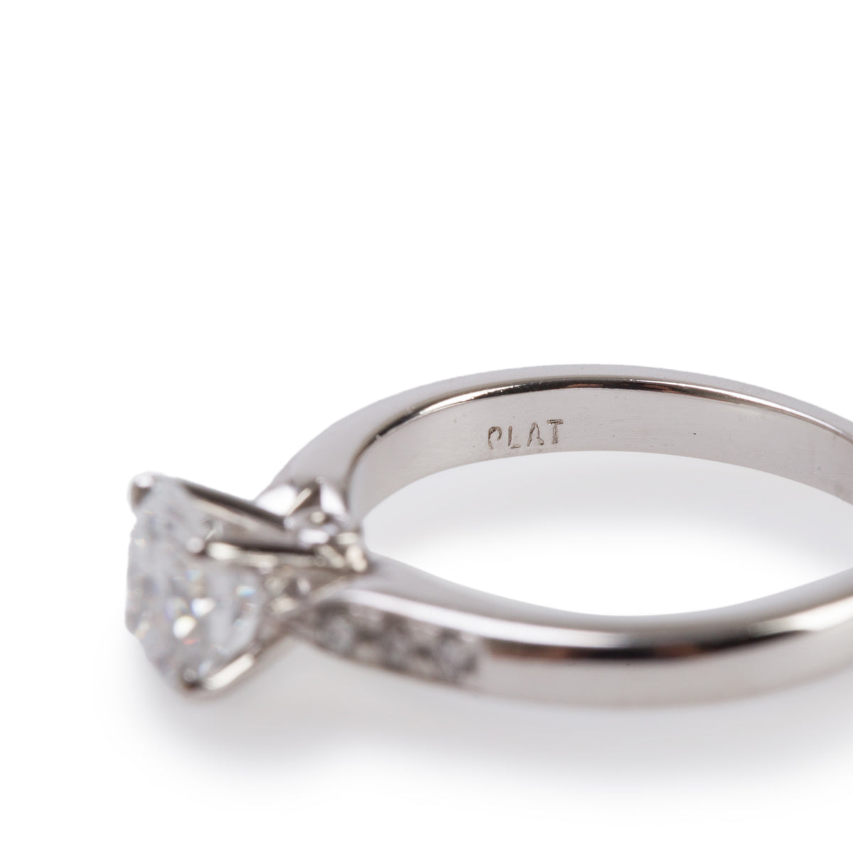 Platinum 1.07 ct. Round Cut Diamond Engagement Ring, Size 6