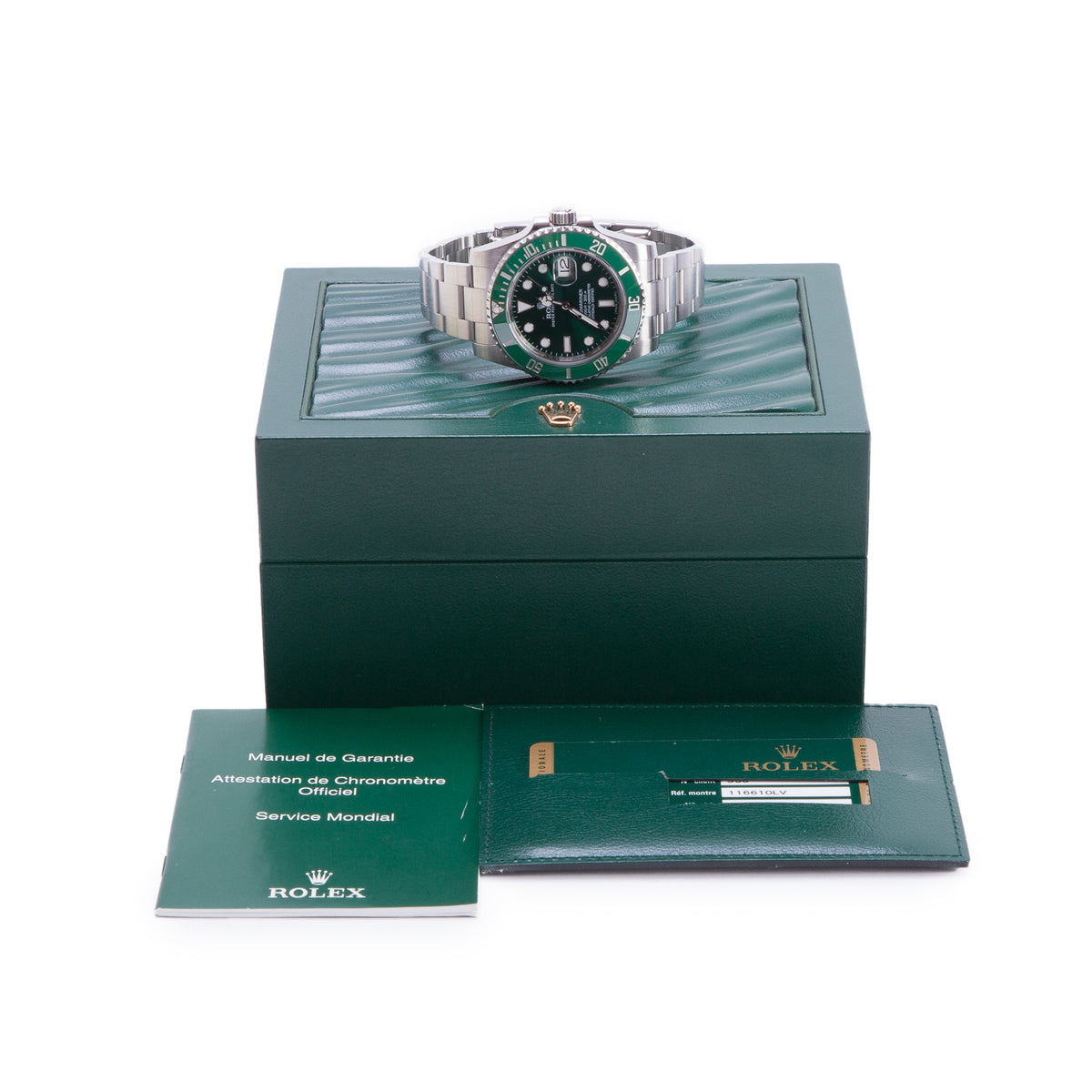 Rolex Stainless Steel Submariner Date 'Hulk' 40 MM Automatic Watch Green Dial 116610LV w/ Box & Papers