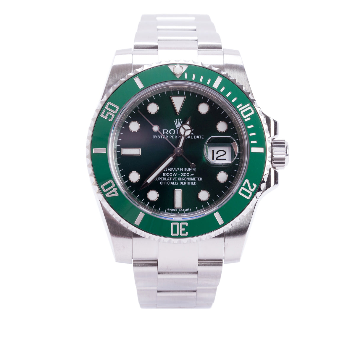 Rolex Stainless Steel Submariner Date 'Hulk' 40 MM Automatic Watch Green Dial 116610LV w/ Box & Papers