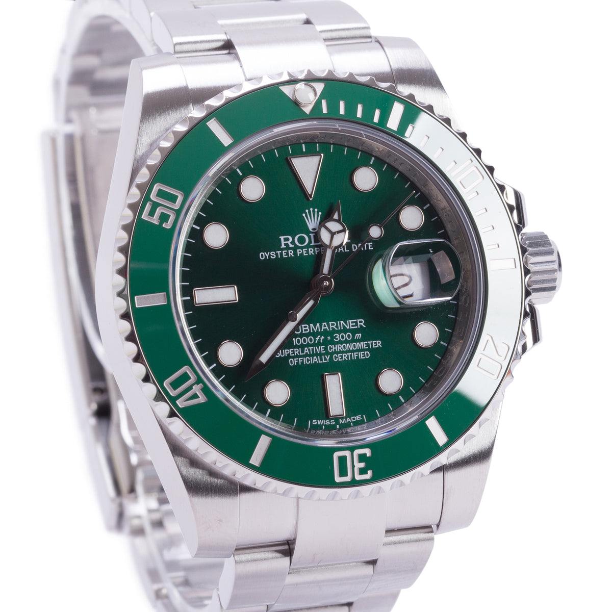 Rolex Stainless Steel Submariner Date 'Hulk' 40 MM Automatic Watch Green Dial 116610LV w/ Box & Papers