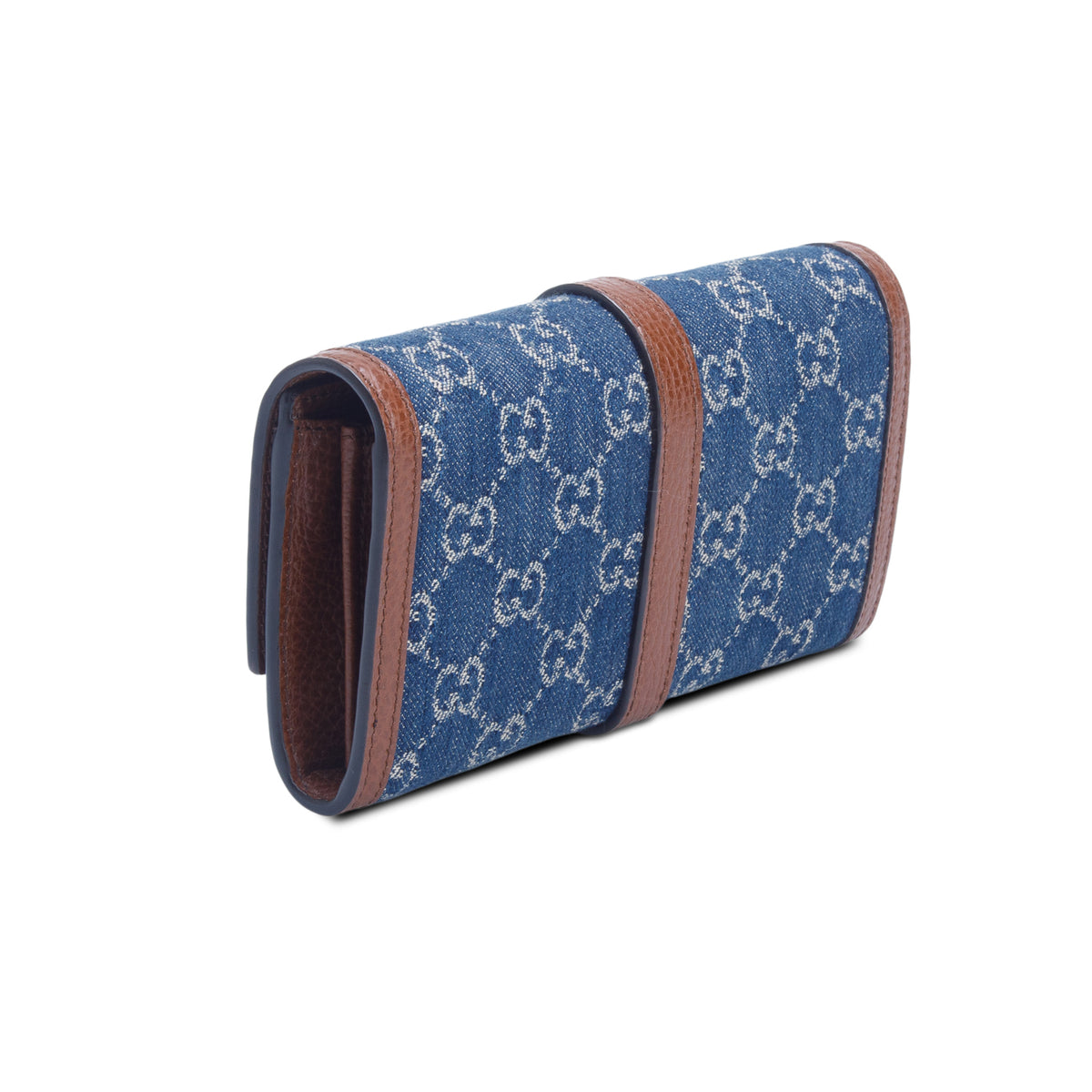 Gucci Blue New Denim GG Monogram Jackie 1961 Chain Wallet