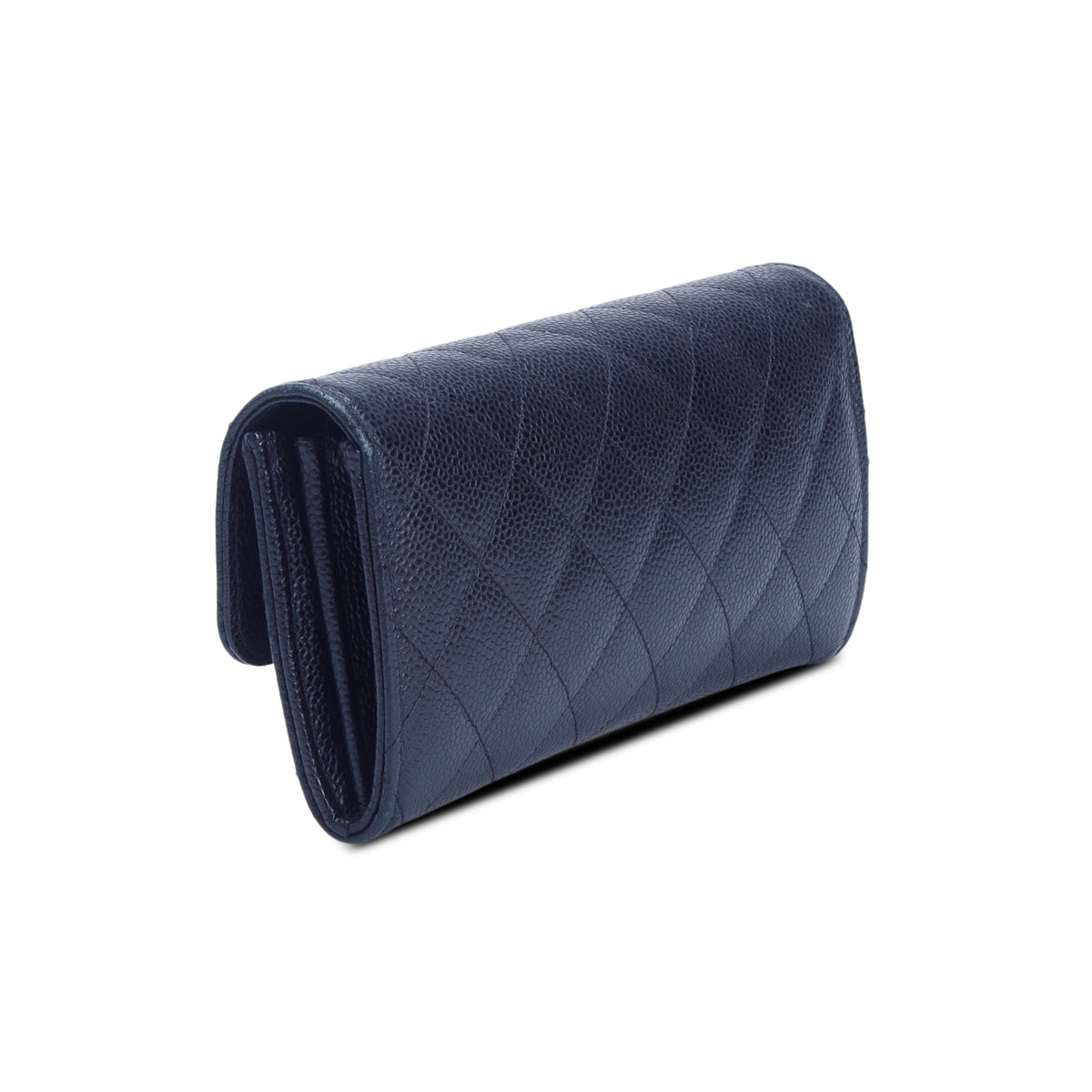 Chanel Black Caviar Leather Classic Long Flap Wallet w/ Box, Authenticity Card & Receipt