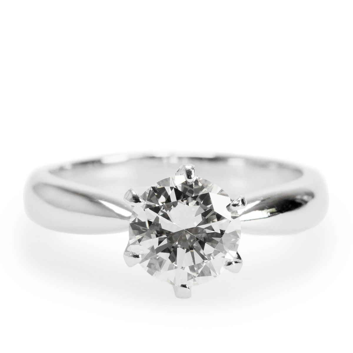 Platinum 1.02 ct. Round Cut Diamond Engagement Ring, Size 4.75 w/ GIA Certificate