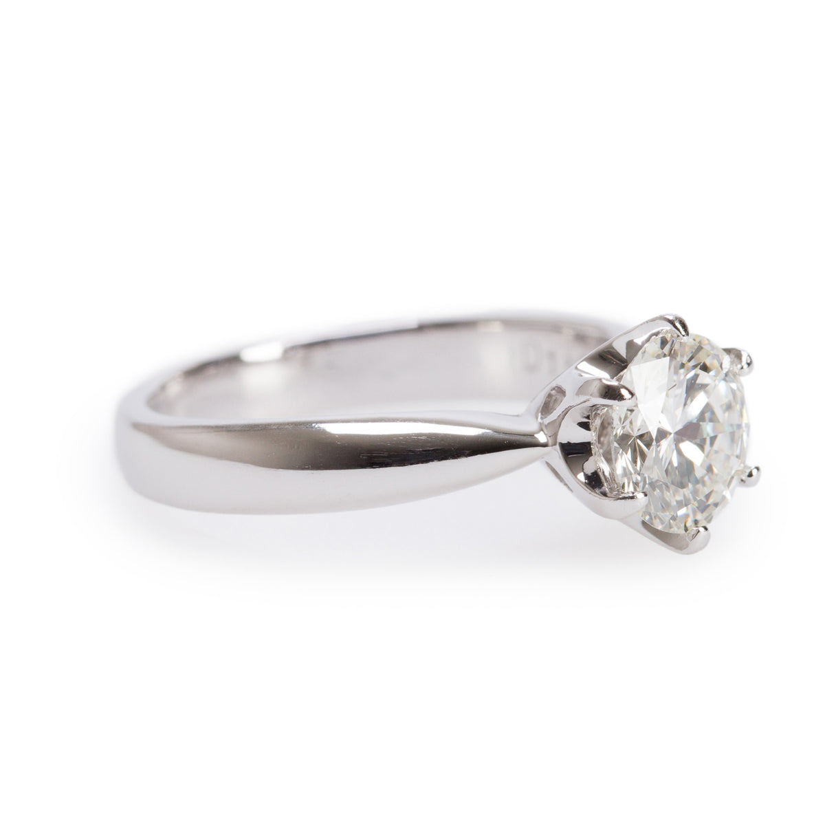 Platinum 1.02 ct. Round Cut Diamond Engagement Ring, Size 4.75 w/ GIA Certificate