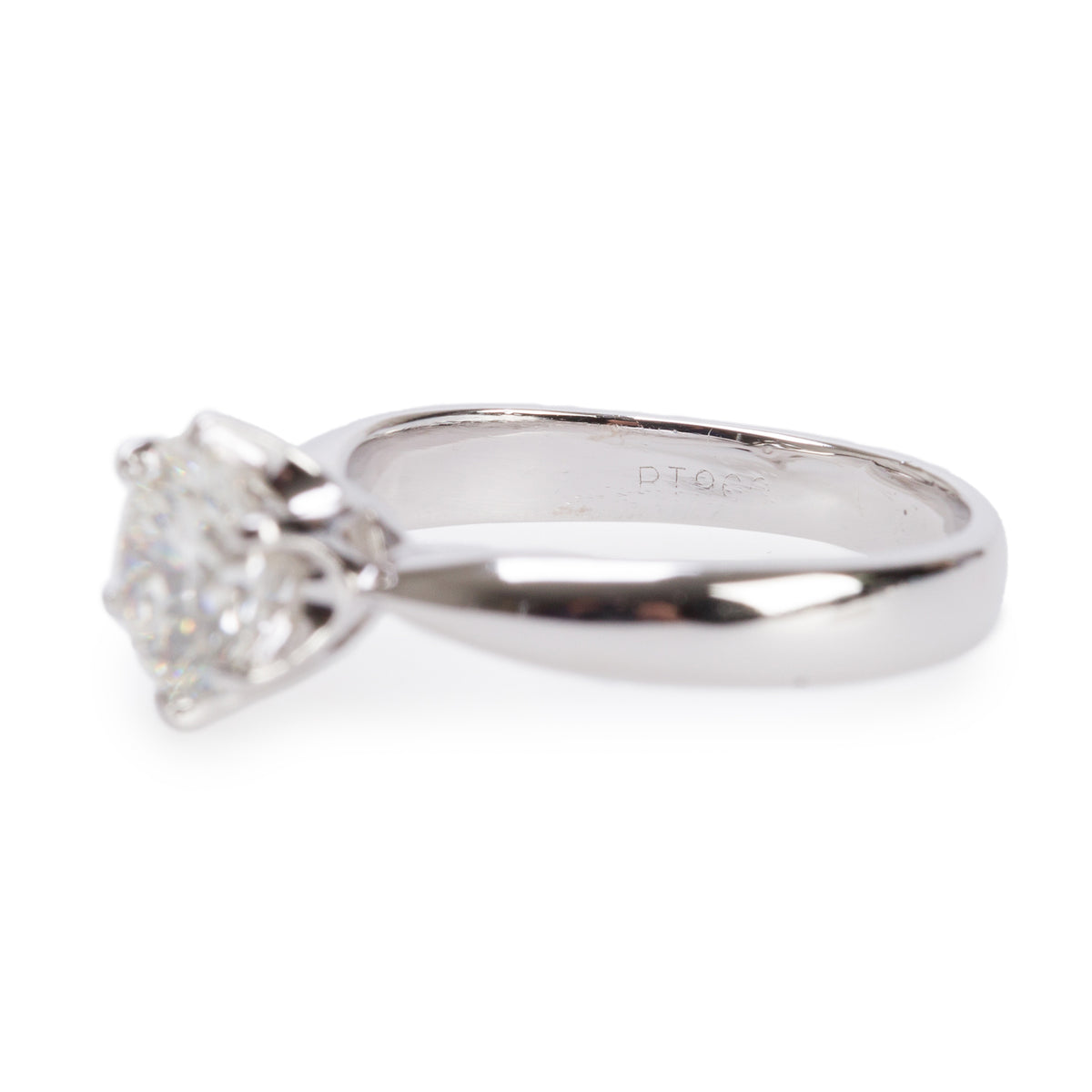 Platinum 1.02 ct. Round Cut Diamond Engagement Ring, Size 4.75 w/ GIA Certificate