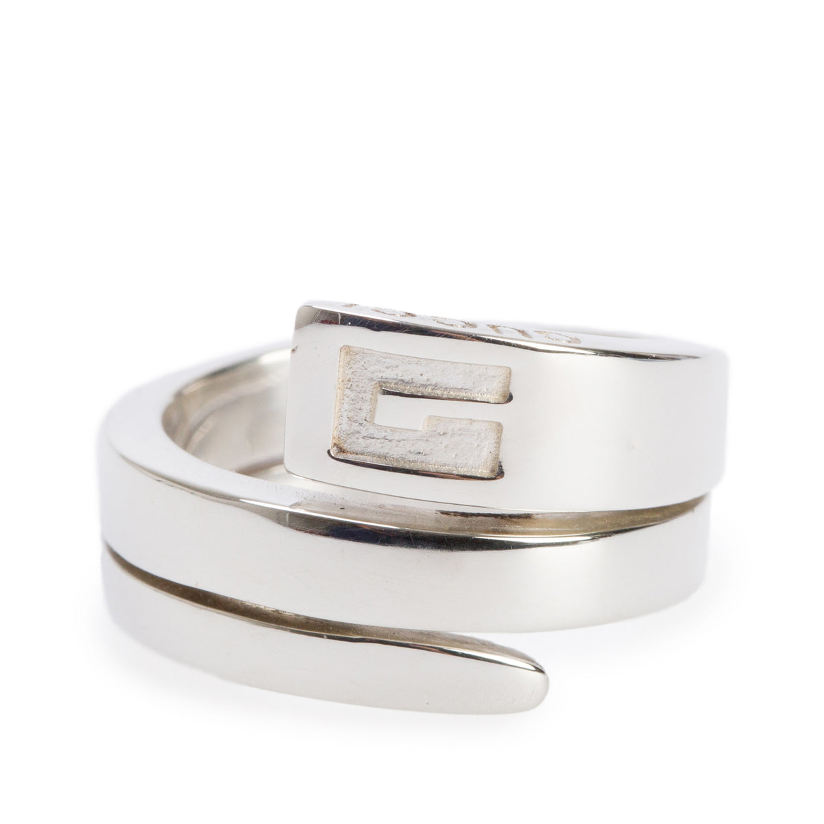 Gucci Sterling Silver G Spiral Ring, Size 5