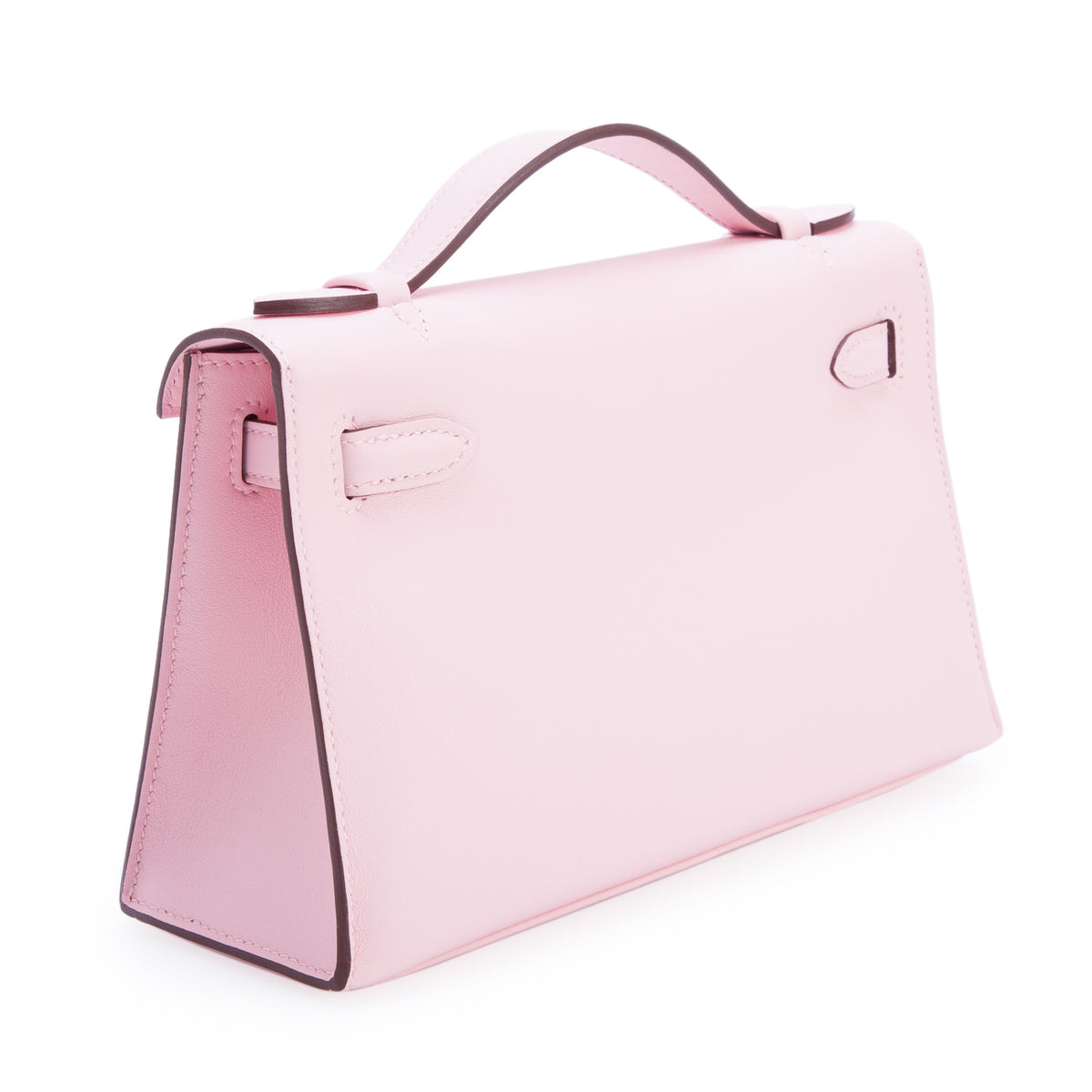 Hermes 2025 Rose Sakura Swift Leather Kelly Pochette Clutch w/ Box