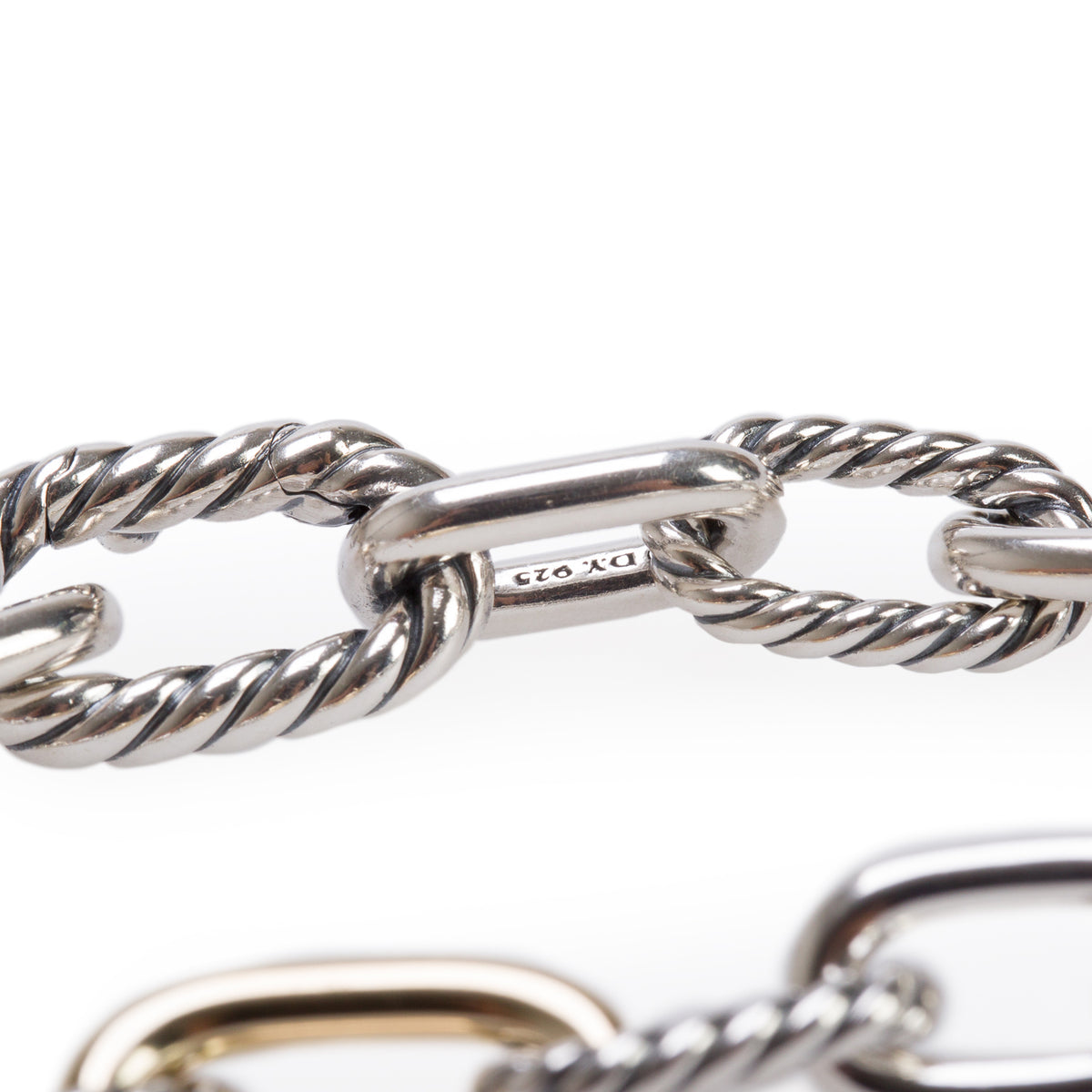 David Yurman Sterling Silver & 18k Yellow Gold Madison Chain Bracelet, 8.5 MM w/ Box