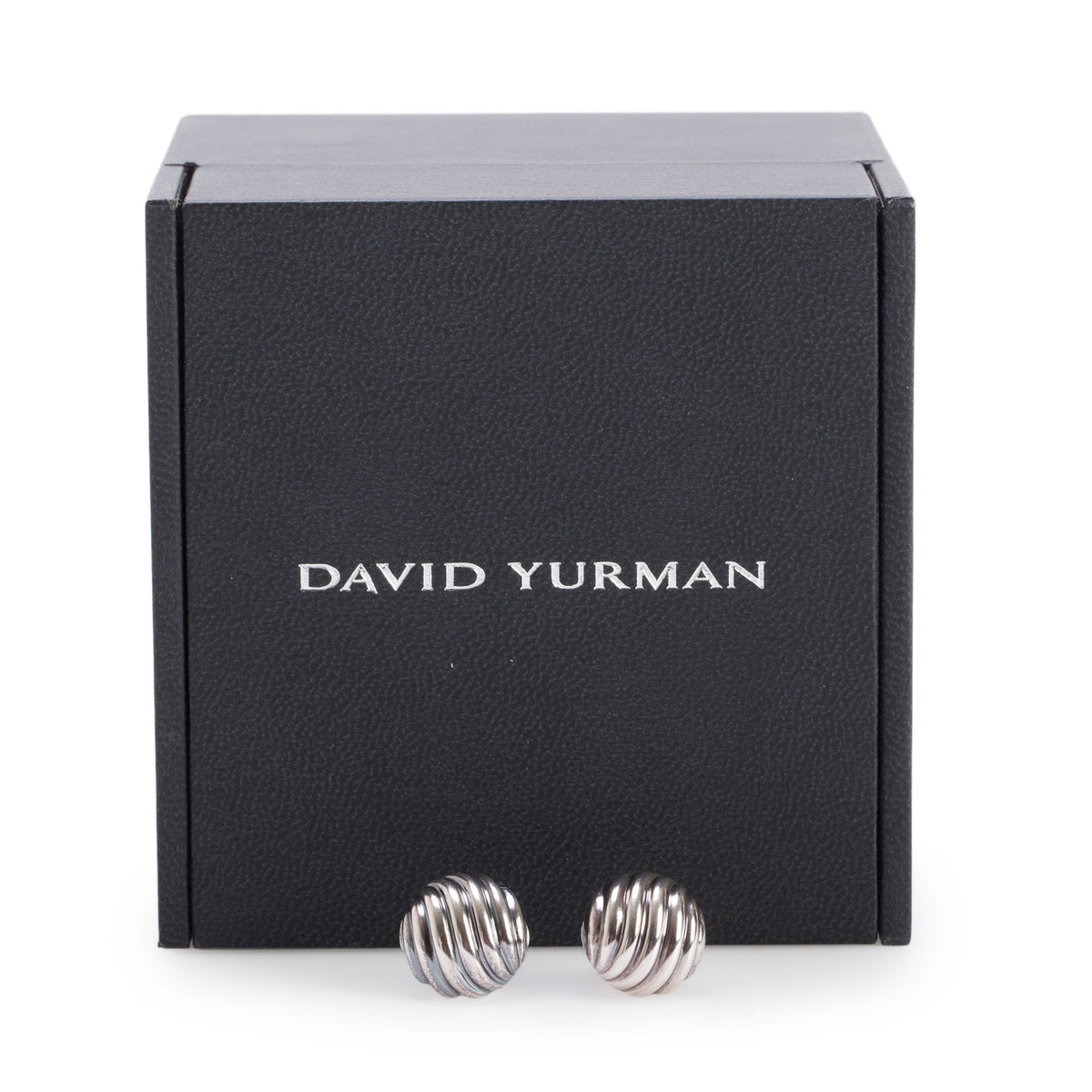 David Yurman Sterling Silver & 14k Yellow Gold Sculpted Cable Stud Earrings, 14 mm w/ Box