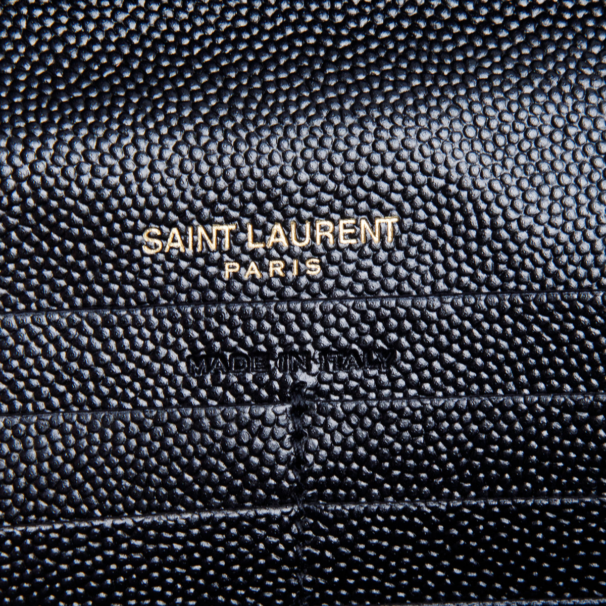Saint Laurent 2023 Black Grain De Poudre Chevron Cassandre Envelope Chain Wallet