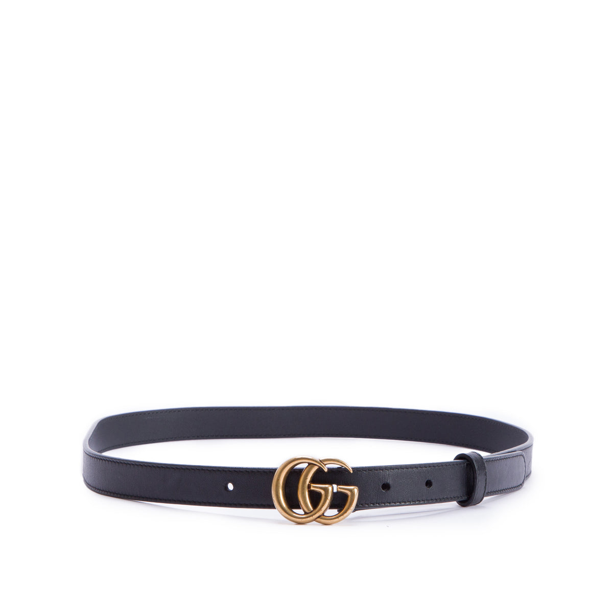 Gucci Black Leather GG Marmont Thin Belt, 80 32