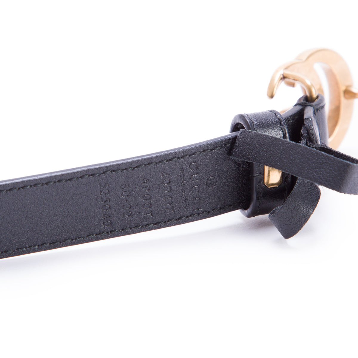 Gucci Black Leather GG Marmont Thin Belt, 80 32