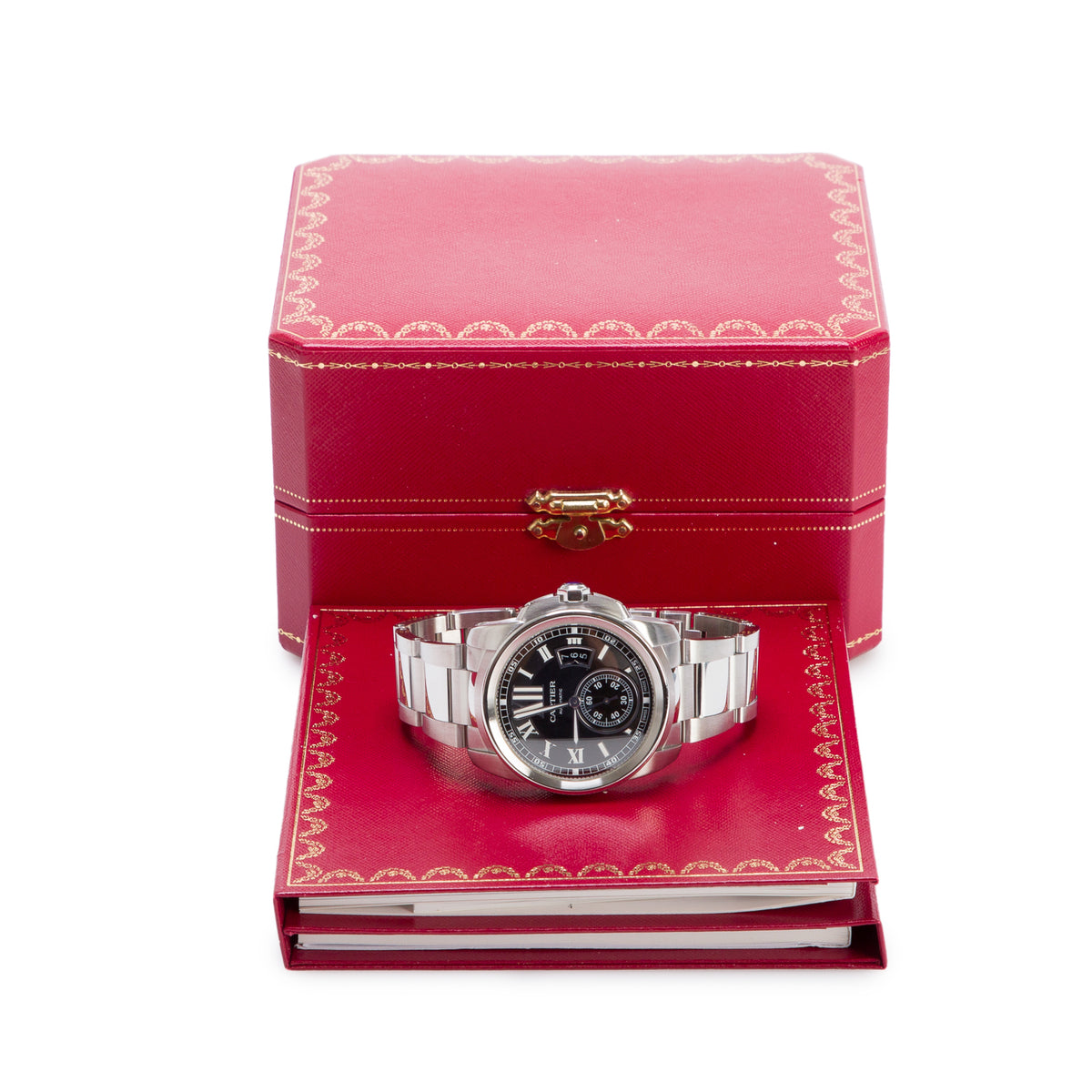 Cartier Stainless Steel Calibre de Cartier 42 MM Automatic Watch Black Dial 3389 w/ Box & Papers
